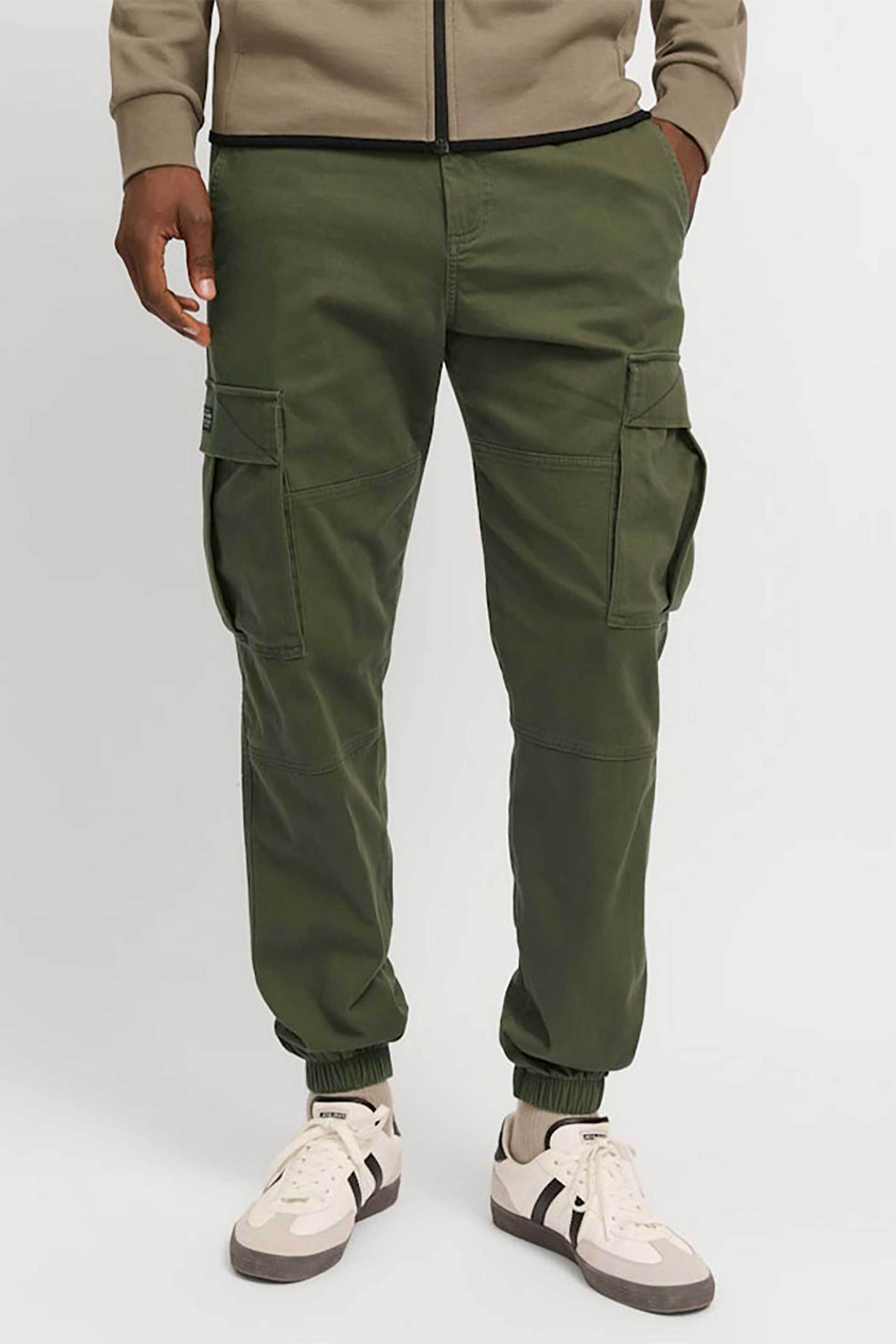 JACK & JONES ανδρικό παντελόνι cargo μονόχρωμο Relaxed Fit - 12268261 Λαδί φωτογραφία