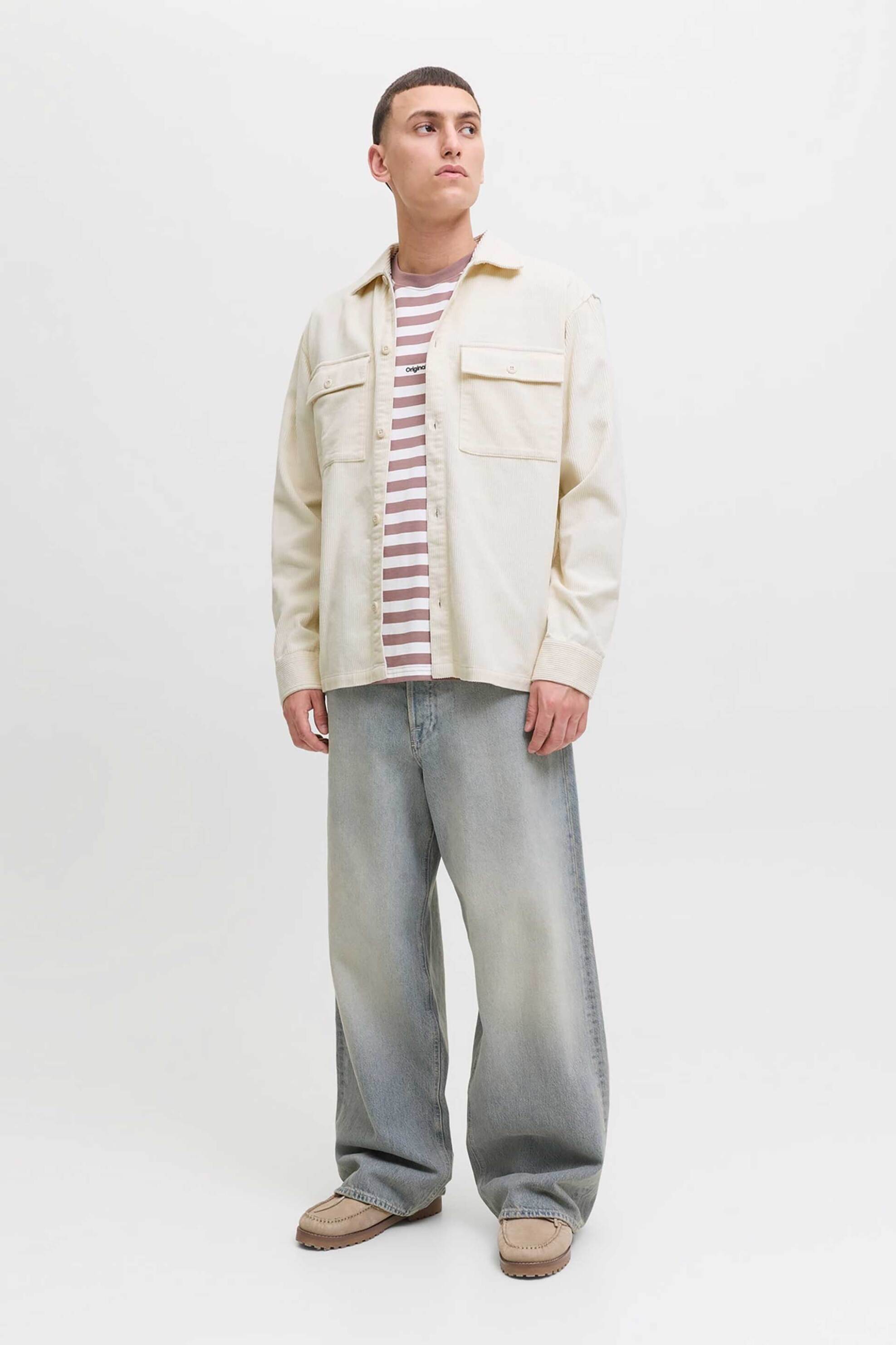 JACK & JONES ανδρικό overshirt Relaxed Fit - 12278825 Εκρού φωτογραφία