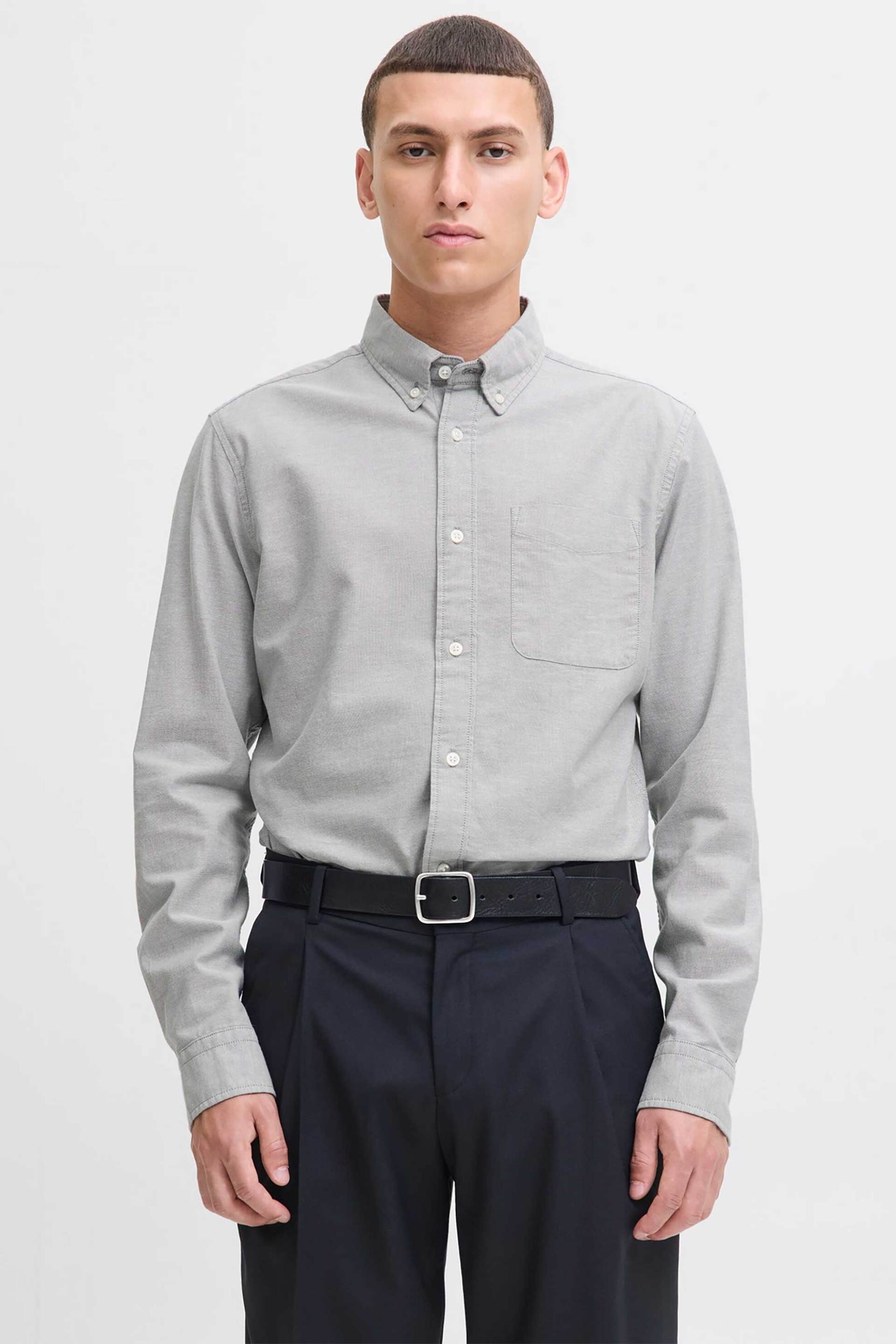JACK & JONES JACK & JONES ανδρικό πουκάμισο Regular Fit - 12192150 Γκρι