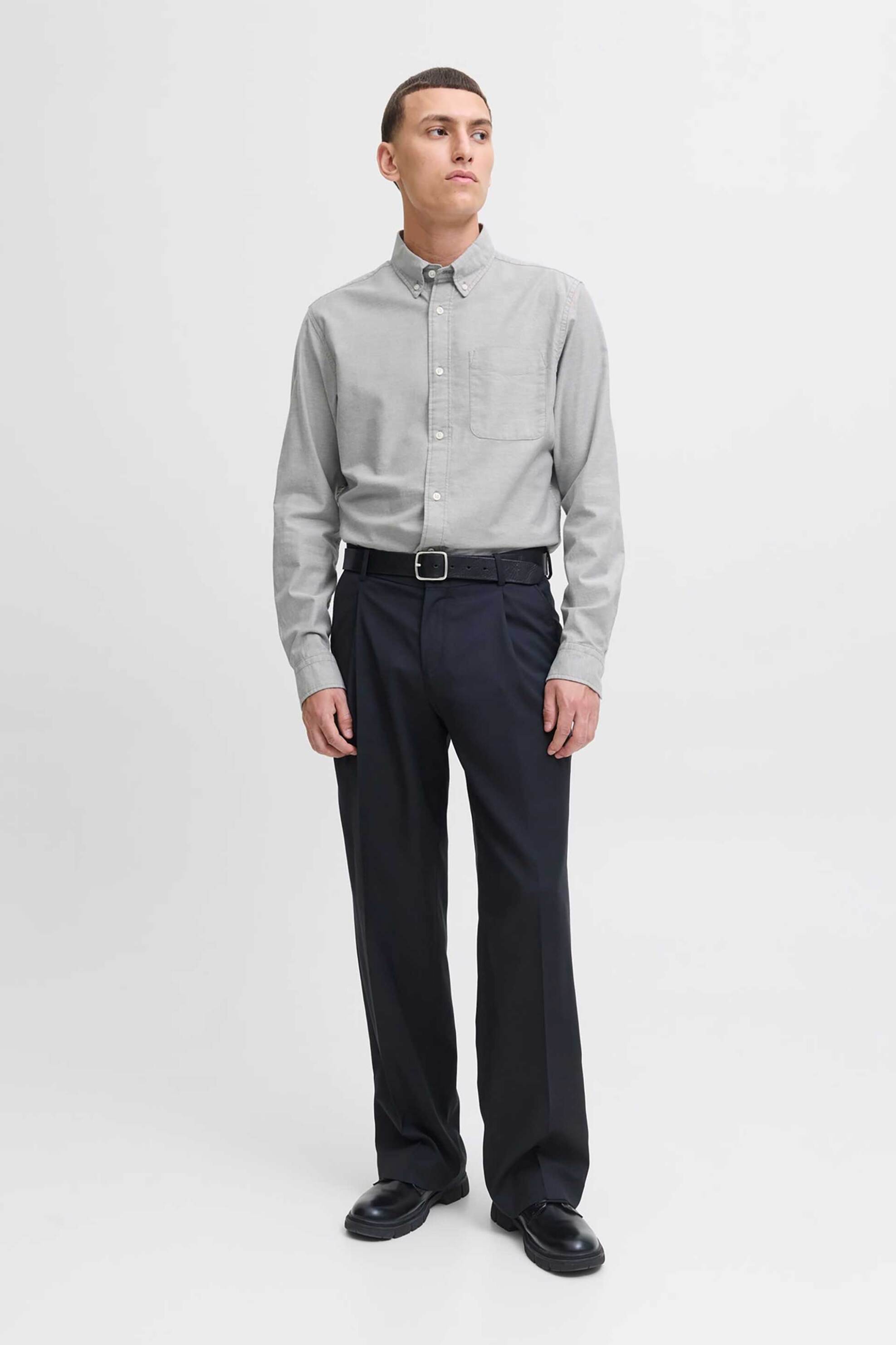 JACK & JONES ανδρικό πουκάμισο Regular Fit - 12192150 Γκρι φωτογραφία