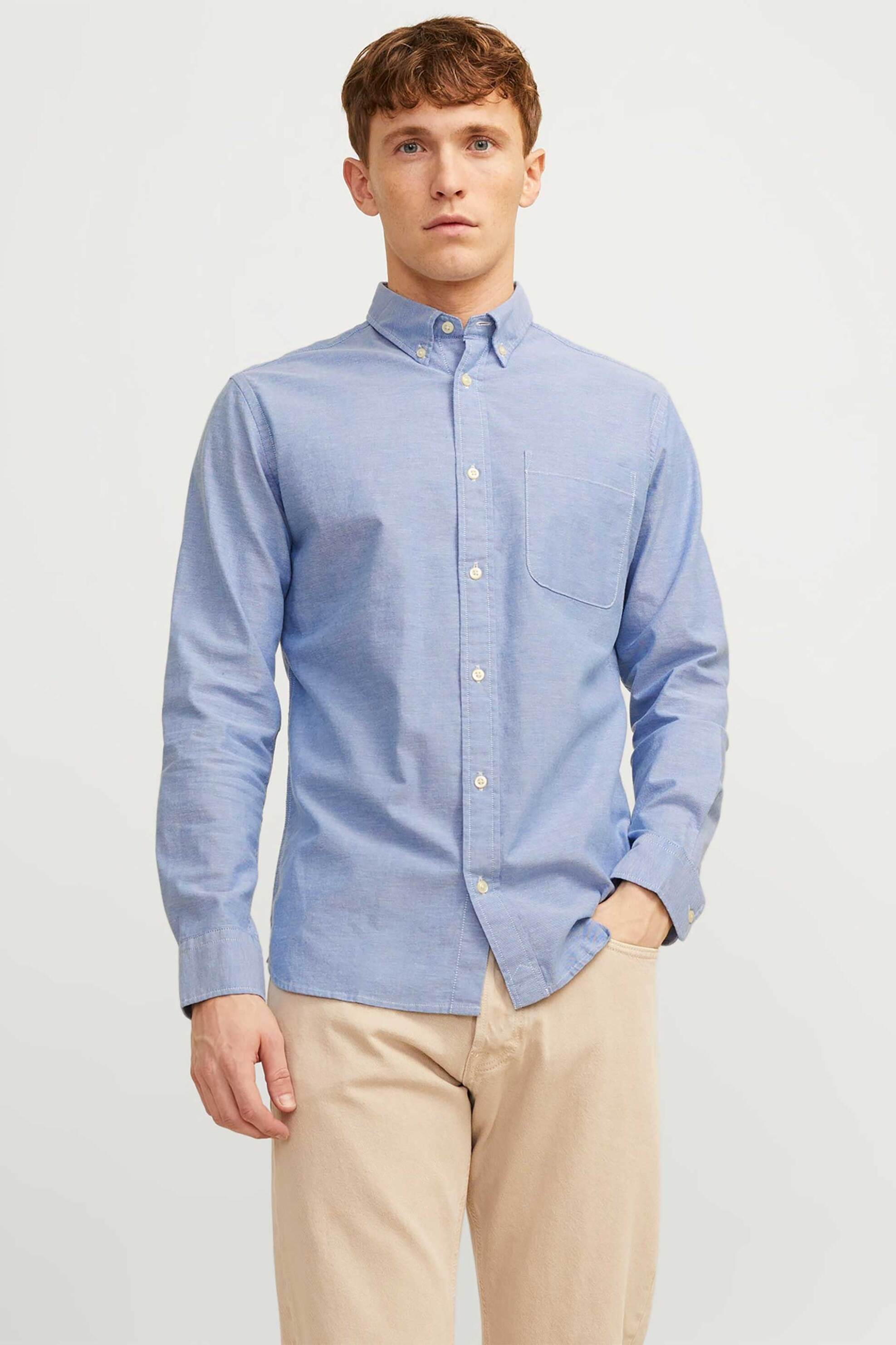 JACK & JONES JACK & JONES ανδρικό πουκάμισο Regular Fit - 12192150 Μπλε
