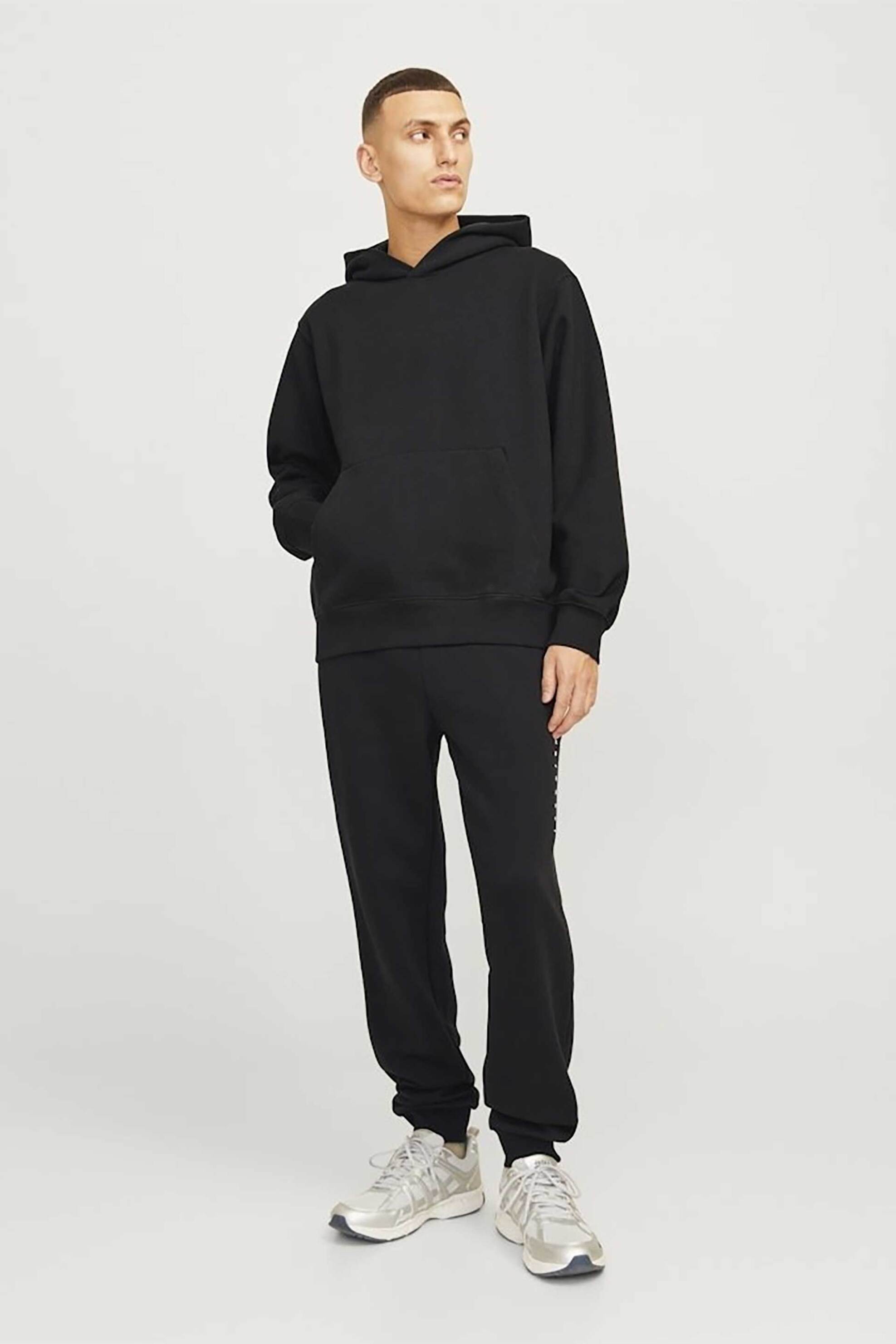 JACK & JONES JACK & JONES ανδρικό παντελόνι φόρμας μονόχρωμο - 12248838 Μαύρο