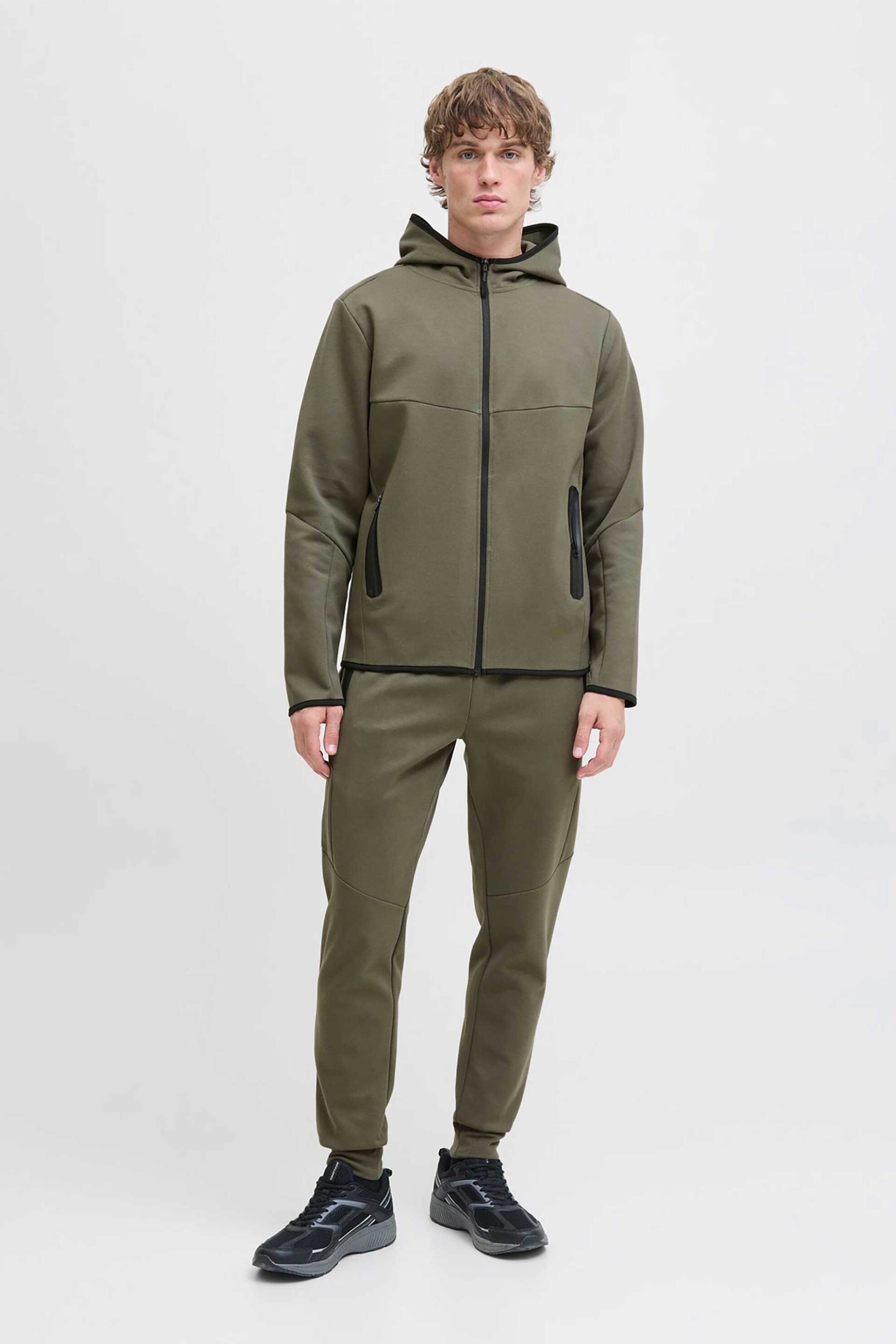 JACK & JONES ανδρικό παντελόνι φόρμας μονόχρωμο - 12261991 Λαδί