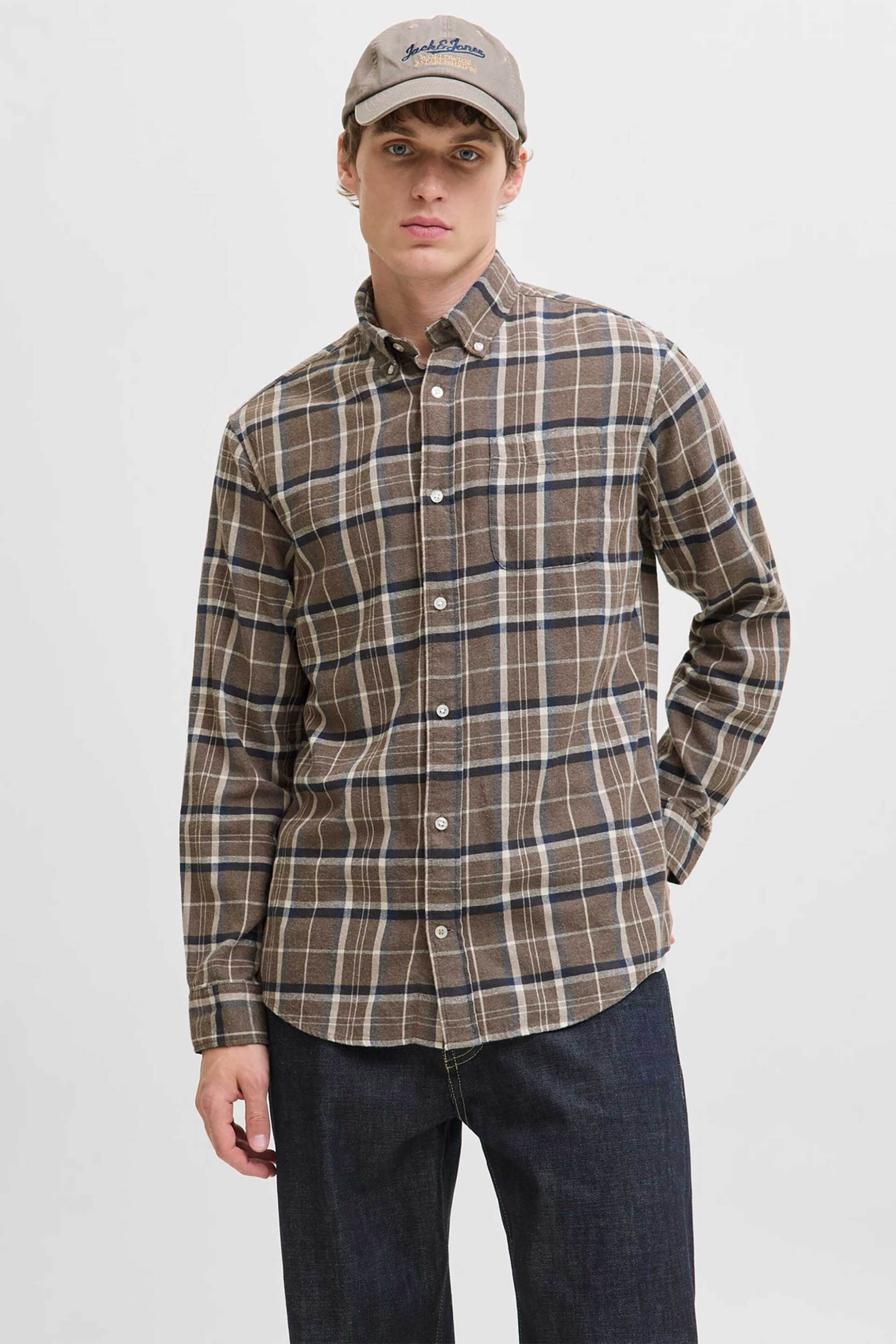JACK & JONES JACK & JONES ανδρικό πουκάμισο με καρό σχέδιο Regular Fit - 12278406 Κυπαρισσί