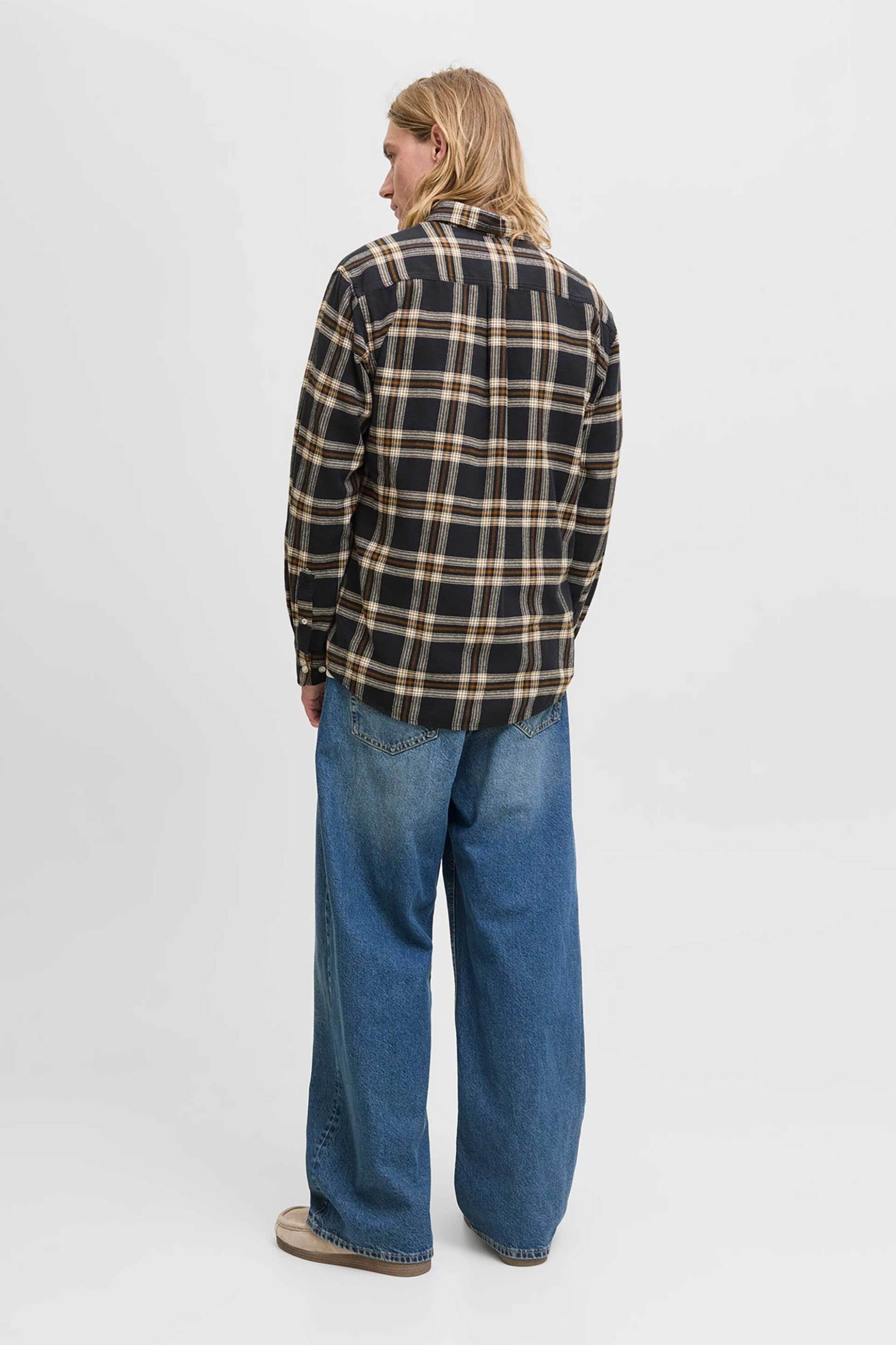 JACK & JONES ανδρικό πουκάμισο με καρό σχέδιο Regular Fit - 12278406 Μαύρο φωτογραφία