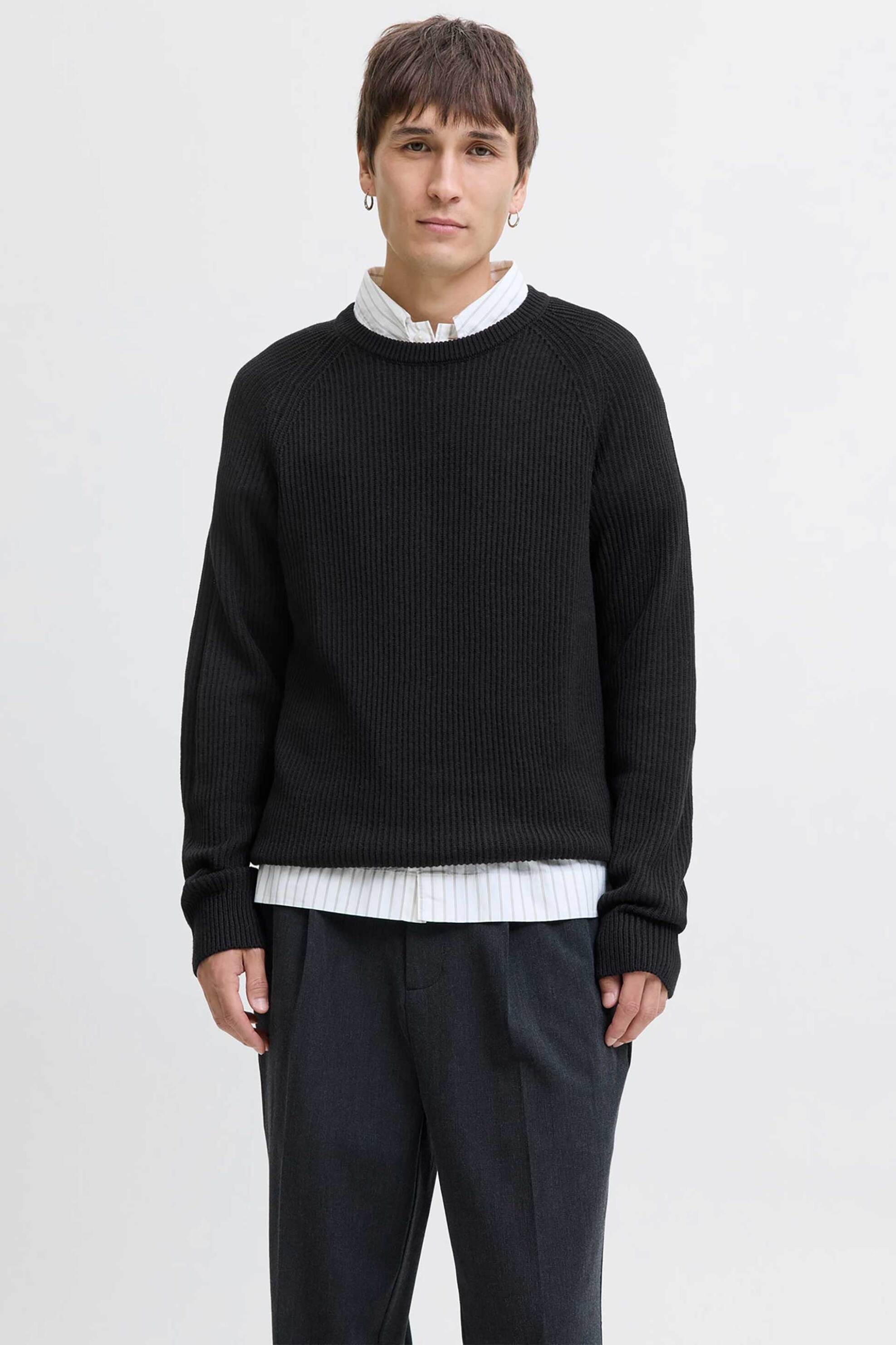 JACK & JONES ανδρικό πουλόβερ Regular Fit - 12278916 Μαύρο