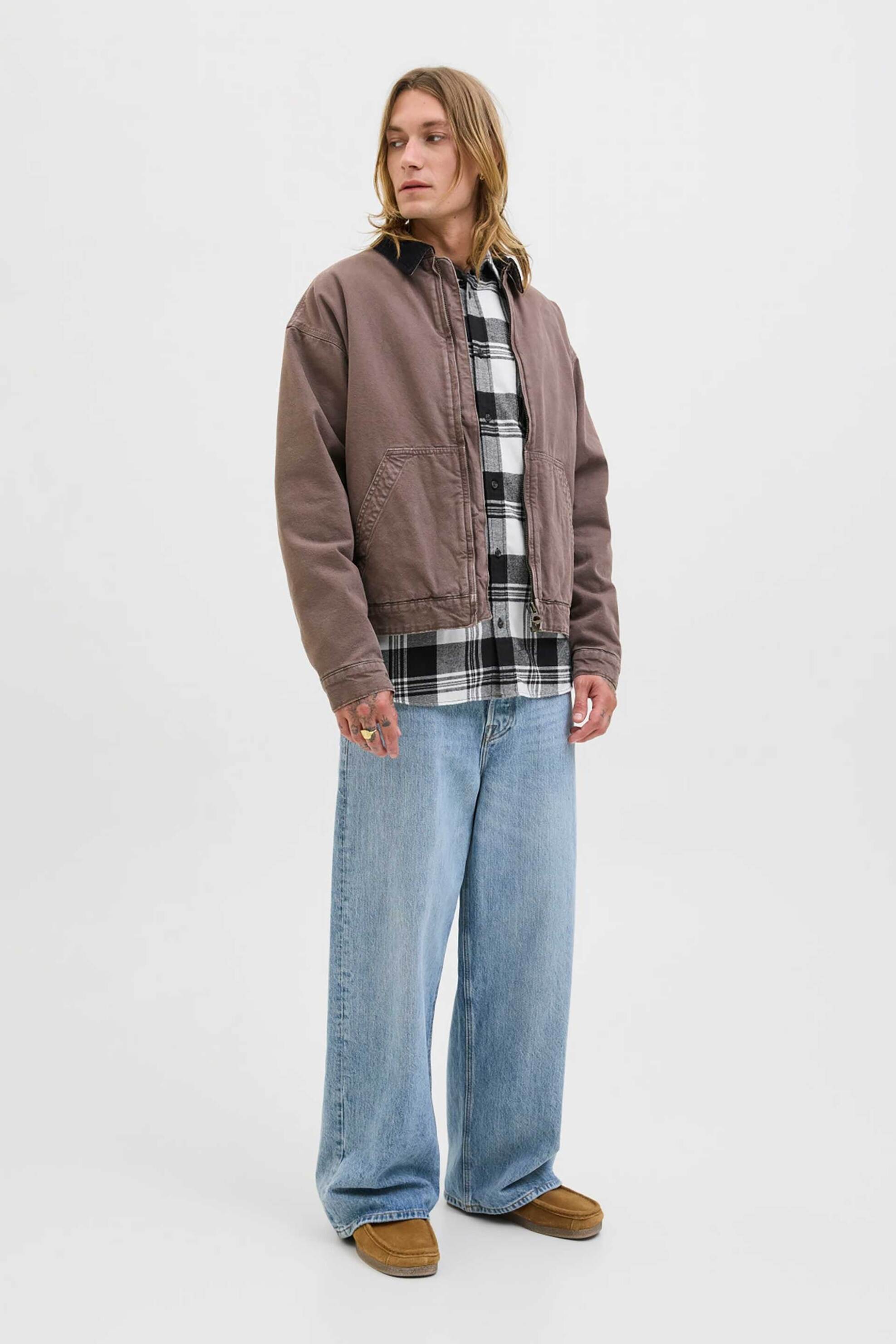 JACK & JONES ανδρικό πουκάμισο με καρό σχέδιο Regular Fit - 12279259 Υπόλευκο φωτογραφία