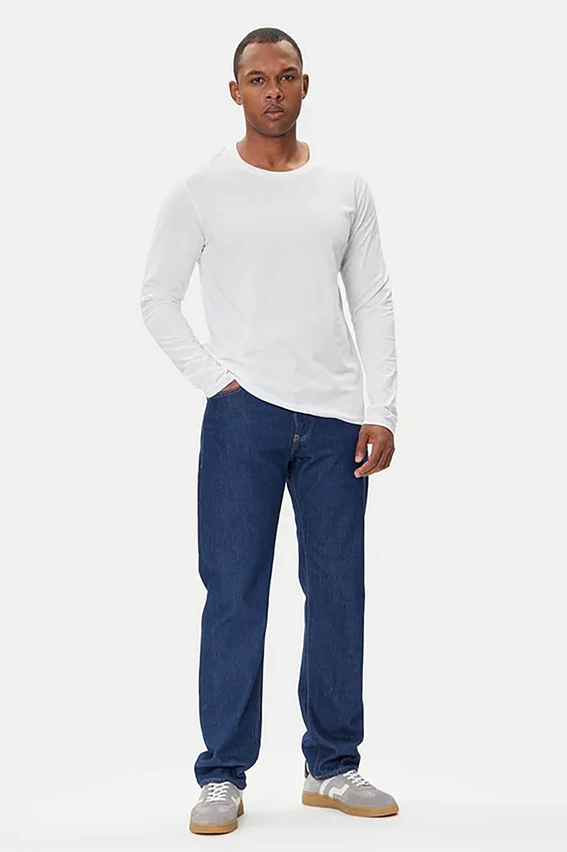 JACK & JONES ανδρική μακρυμάνικη μπλούζα μονόχρωμη Regular Fit - 12279538 Καφέ φωτογραφία