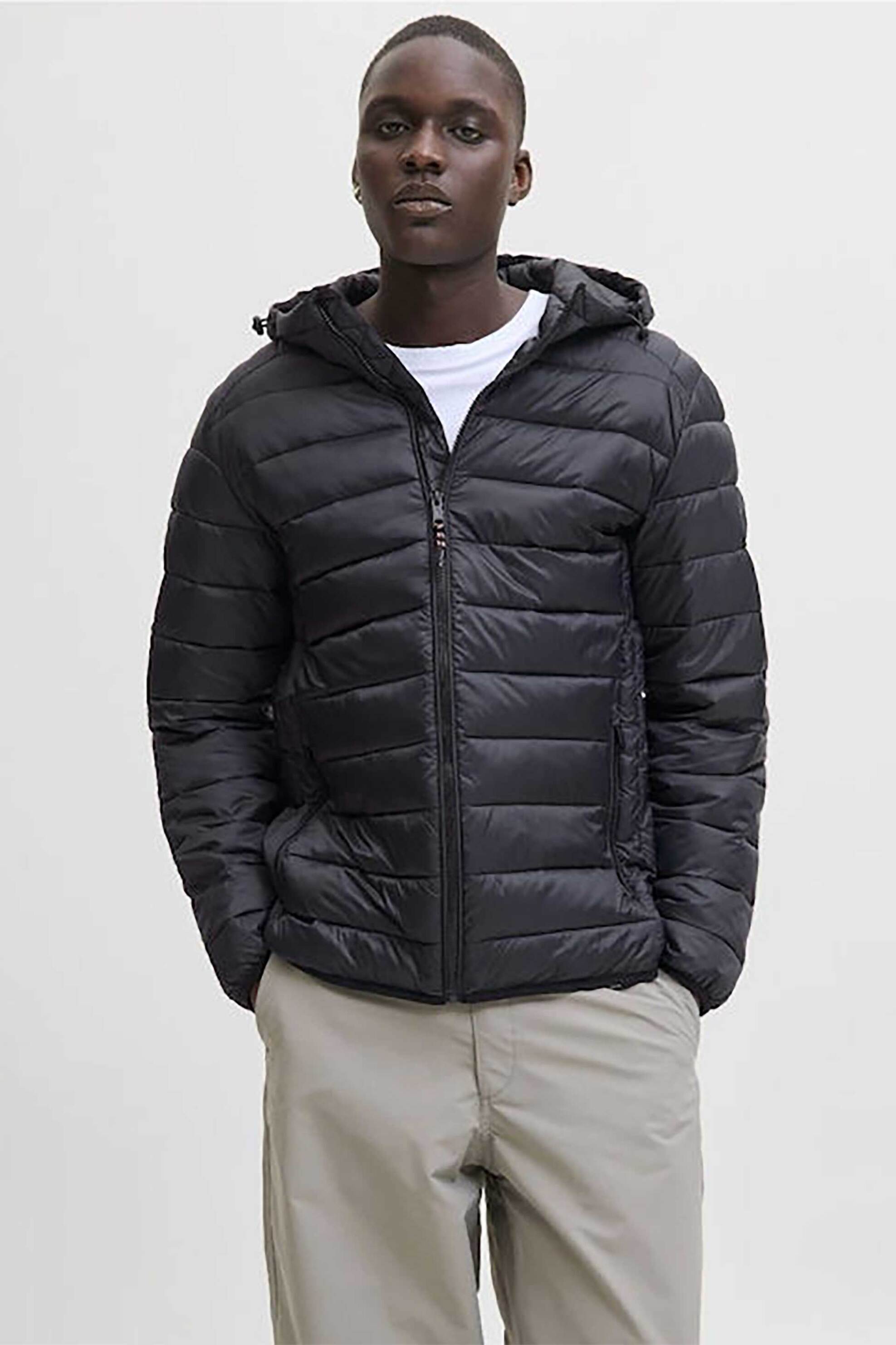 JACK & JONES ανδρικό μπουφάν με καπιτονέ σχέδιο Slim Fit - 12280970 Μαύρο