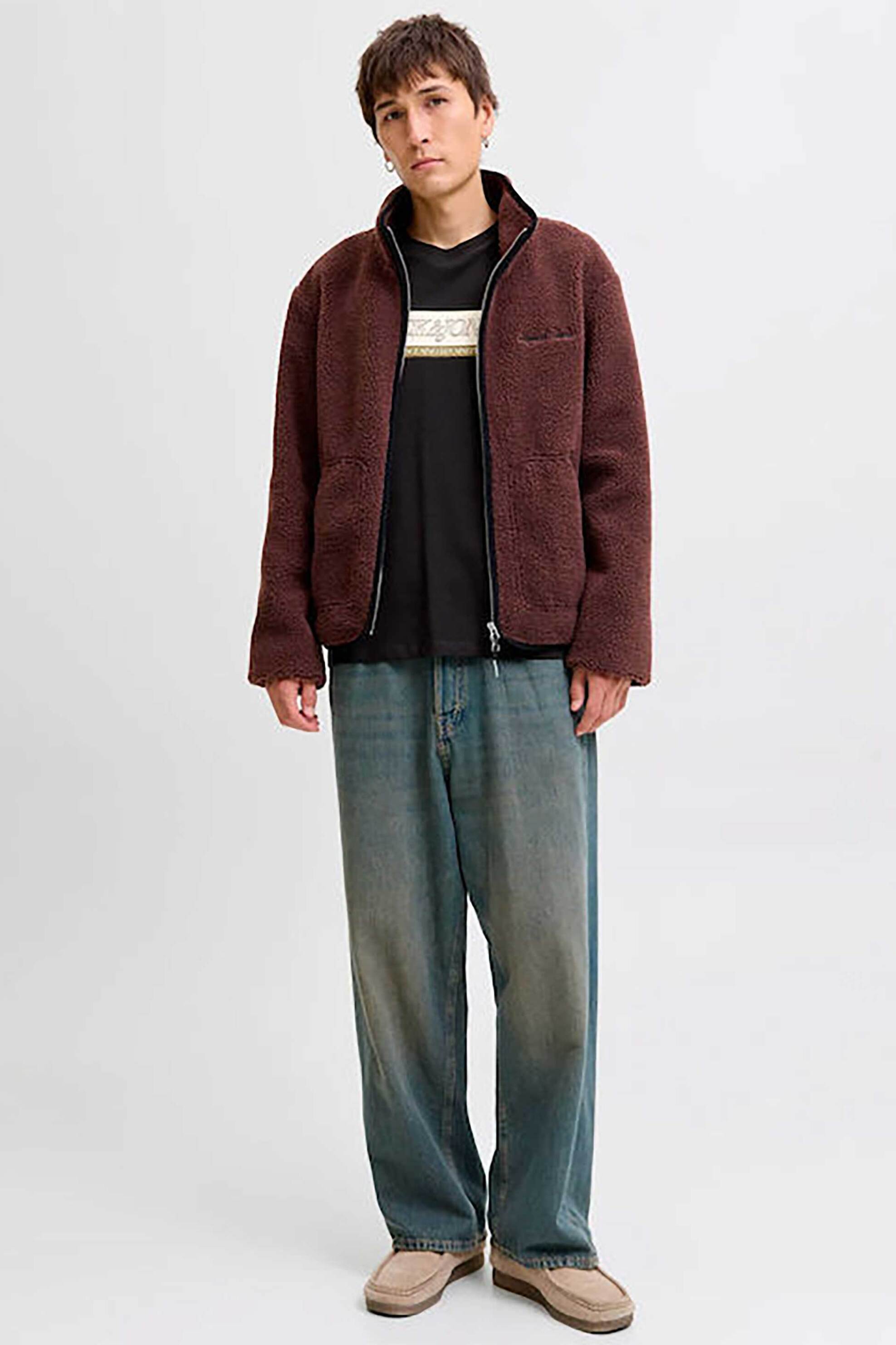 JACK & JONES ανδρικό T-shirt μονόχρωμο με logo print Regular Fit - 12283628 Μαύρο φωτογραφία