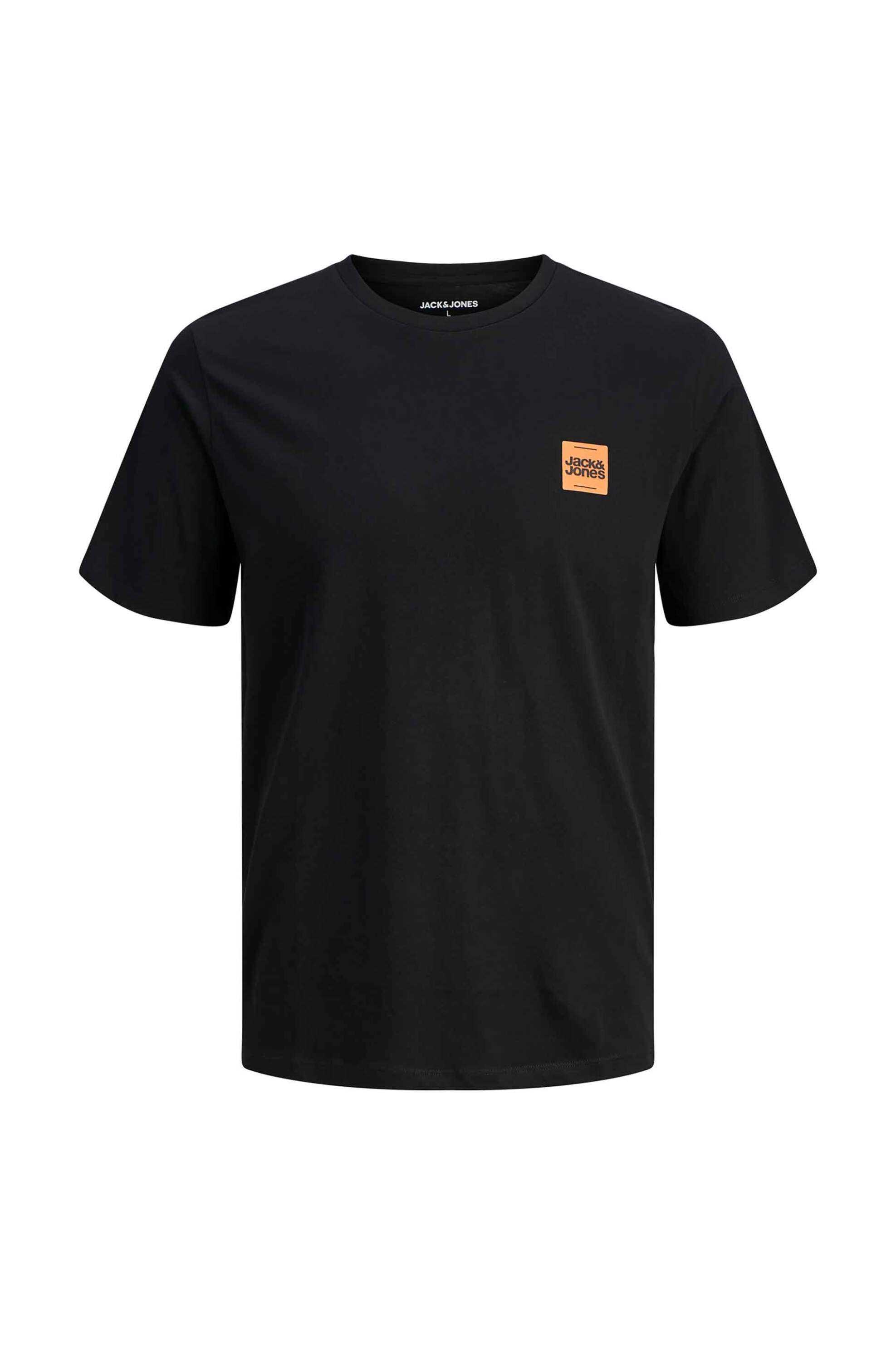 JACK & JONES ανδρικό T-shirt μονόχρωμο με logo print Regular Fit - 12279100 Μαύρο φωτογραφία