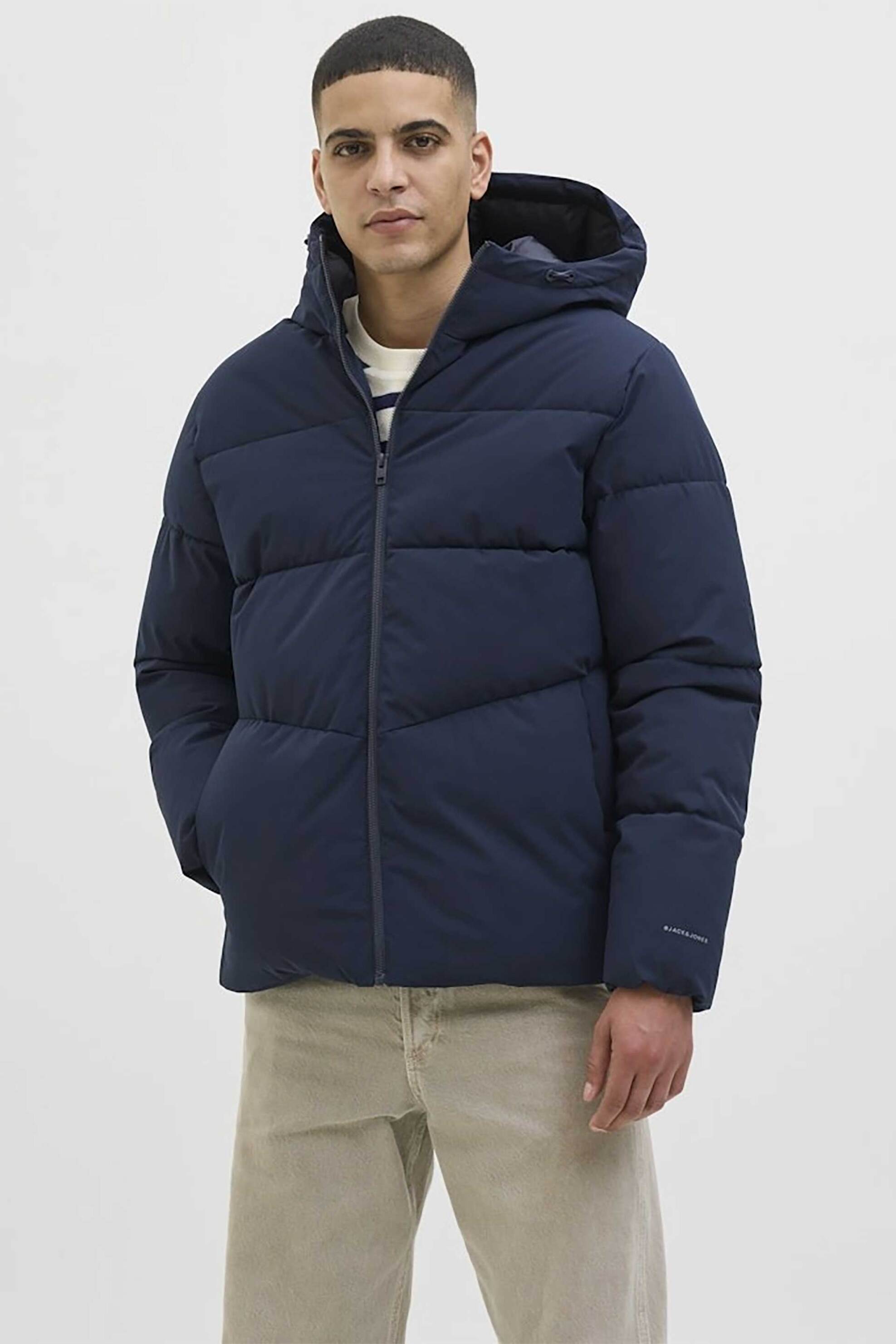 JACK & JONES ανδρικό μπουφάν με καπιτονέ σχέδιο Slim Fit - 12283517 Μπλε Σκούρο