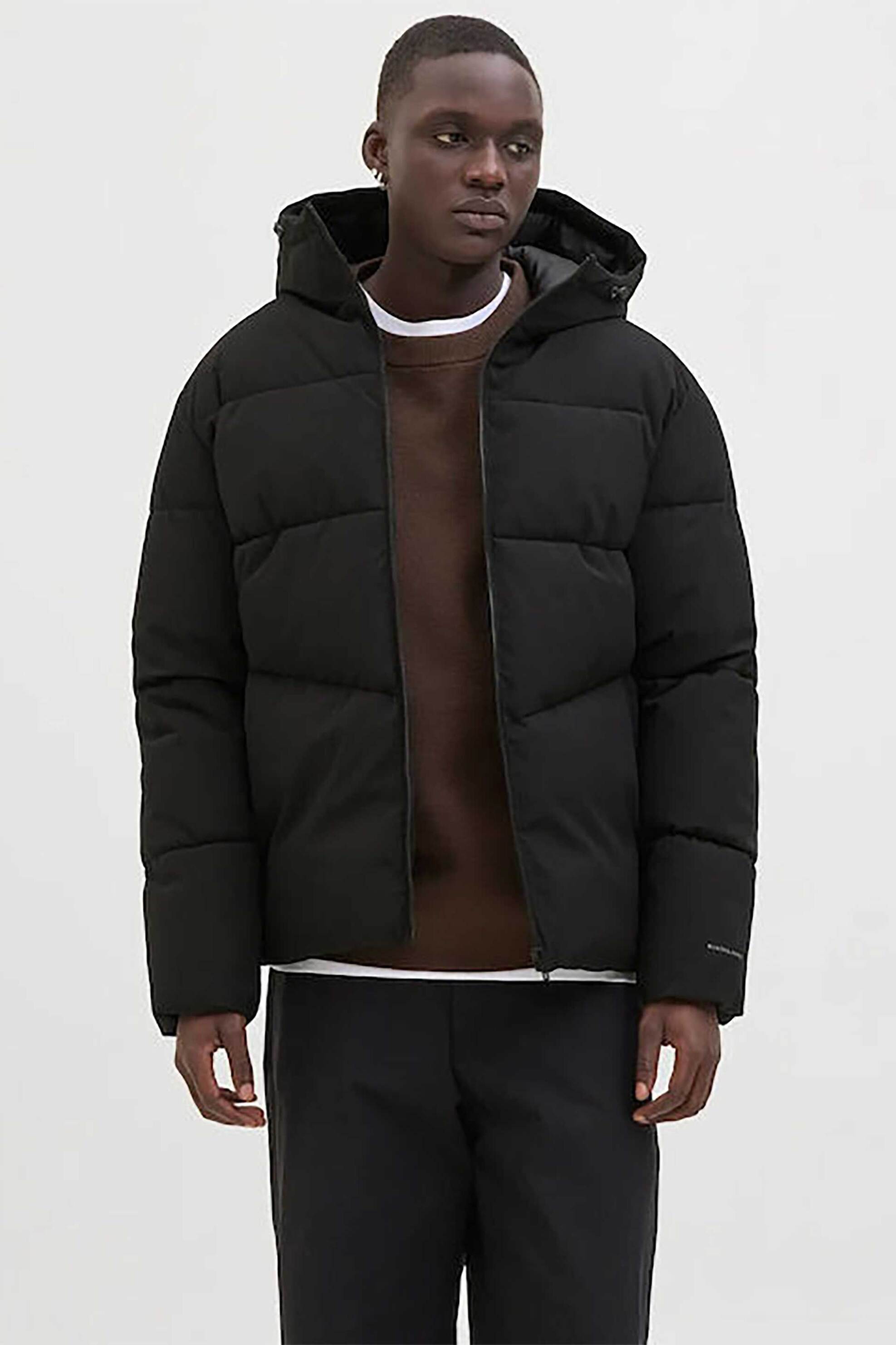 JACK & JONES ανδρικό μπουφάν με καπιτονέ σχέδιο Slim Fit - 12283517 Μαύρο