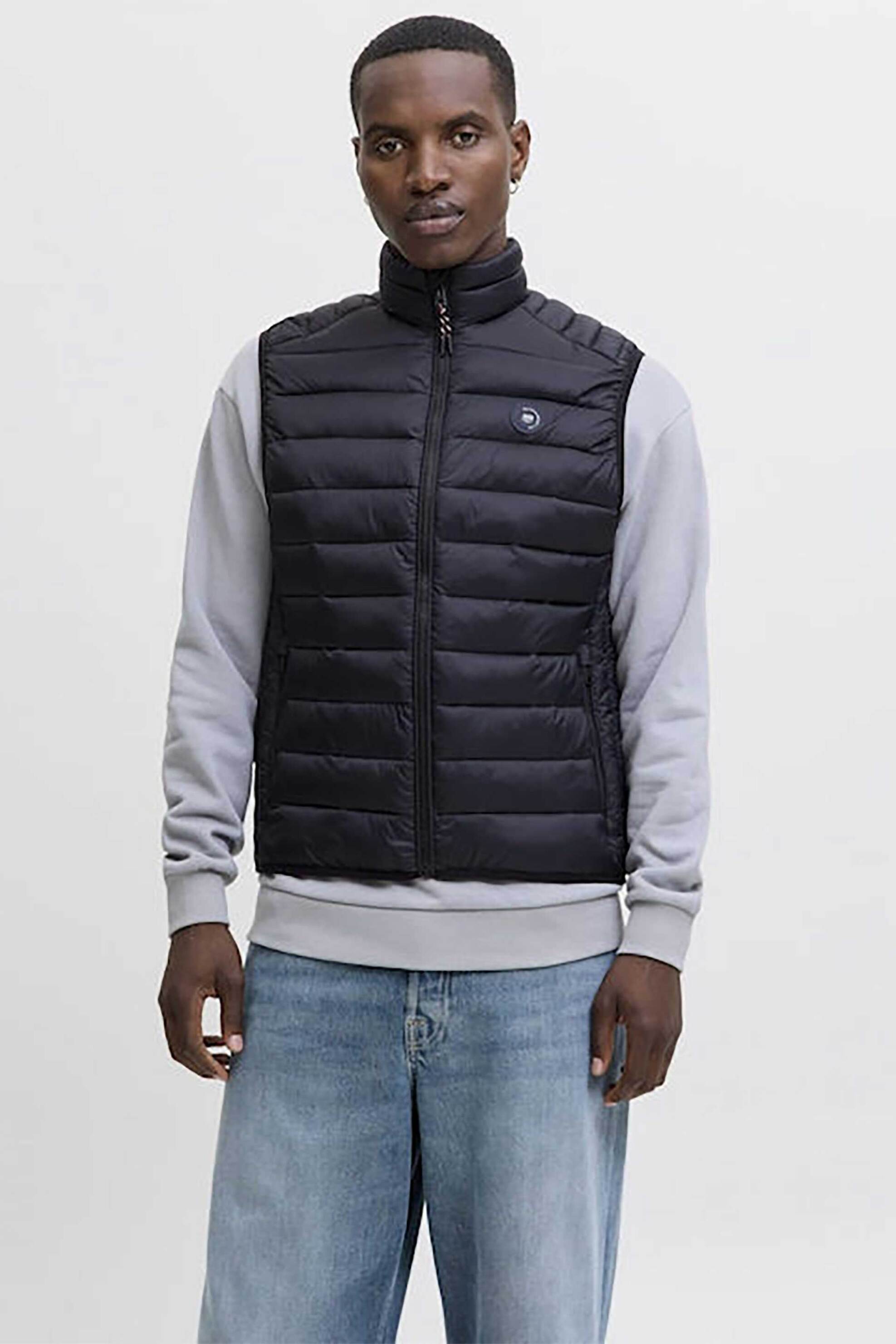 JACK & JONES ανδρικό αμάνικό μπουφάν με καπιτονέ σχέδιο Slim Fit - 12280973 Μαύρο