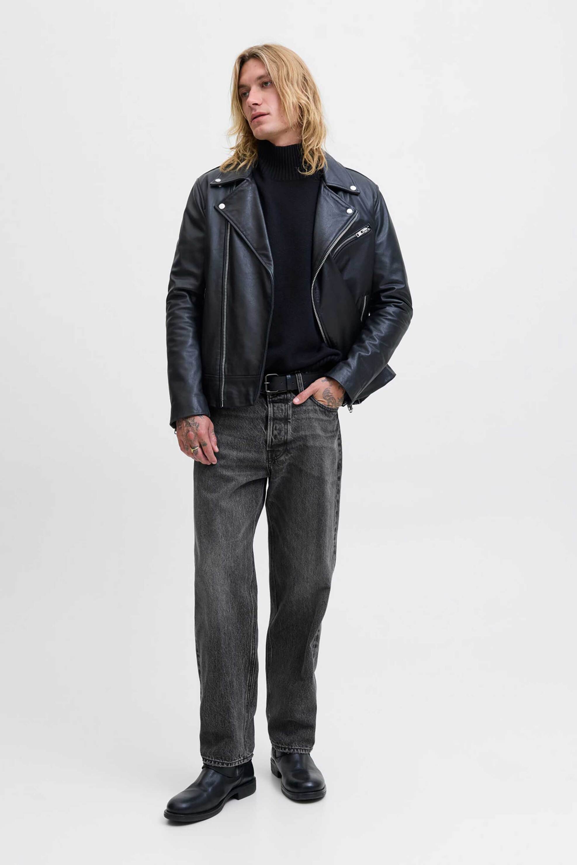JACK & JONES JACK & JONES ανδρικό τζιν παντελόνι πεντάτσεπο Loose Fit - 12282474 Μαύρο