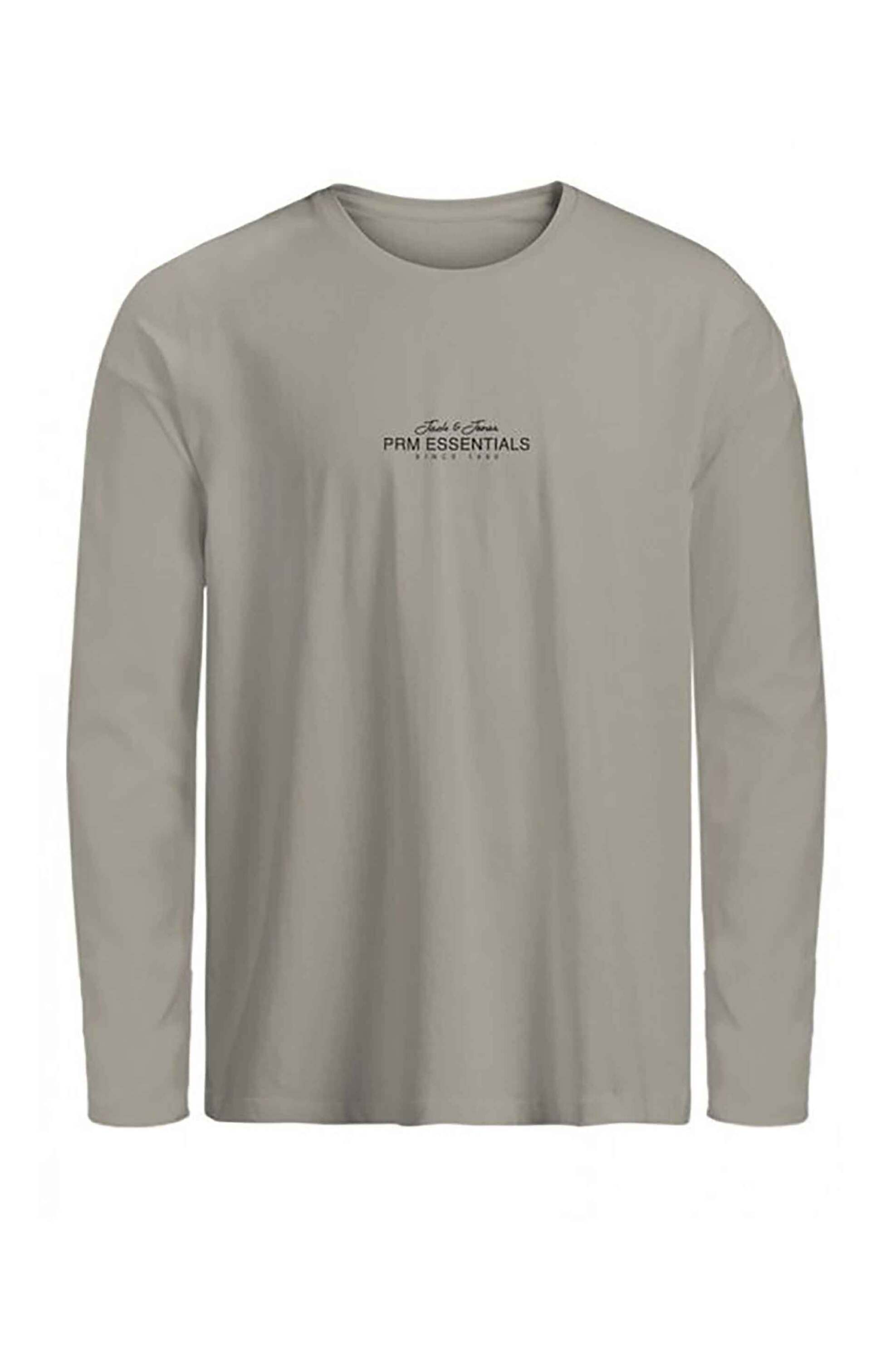 JACK & JONES ανδρική μακρυμάνικη μπλούζα με lettering Regular Fit - 12288081 Κρέμ