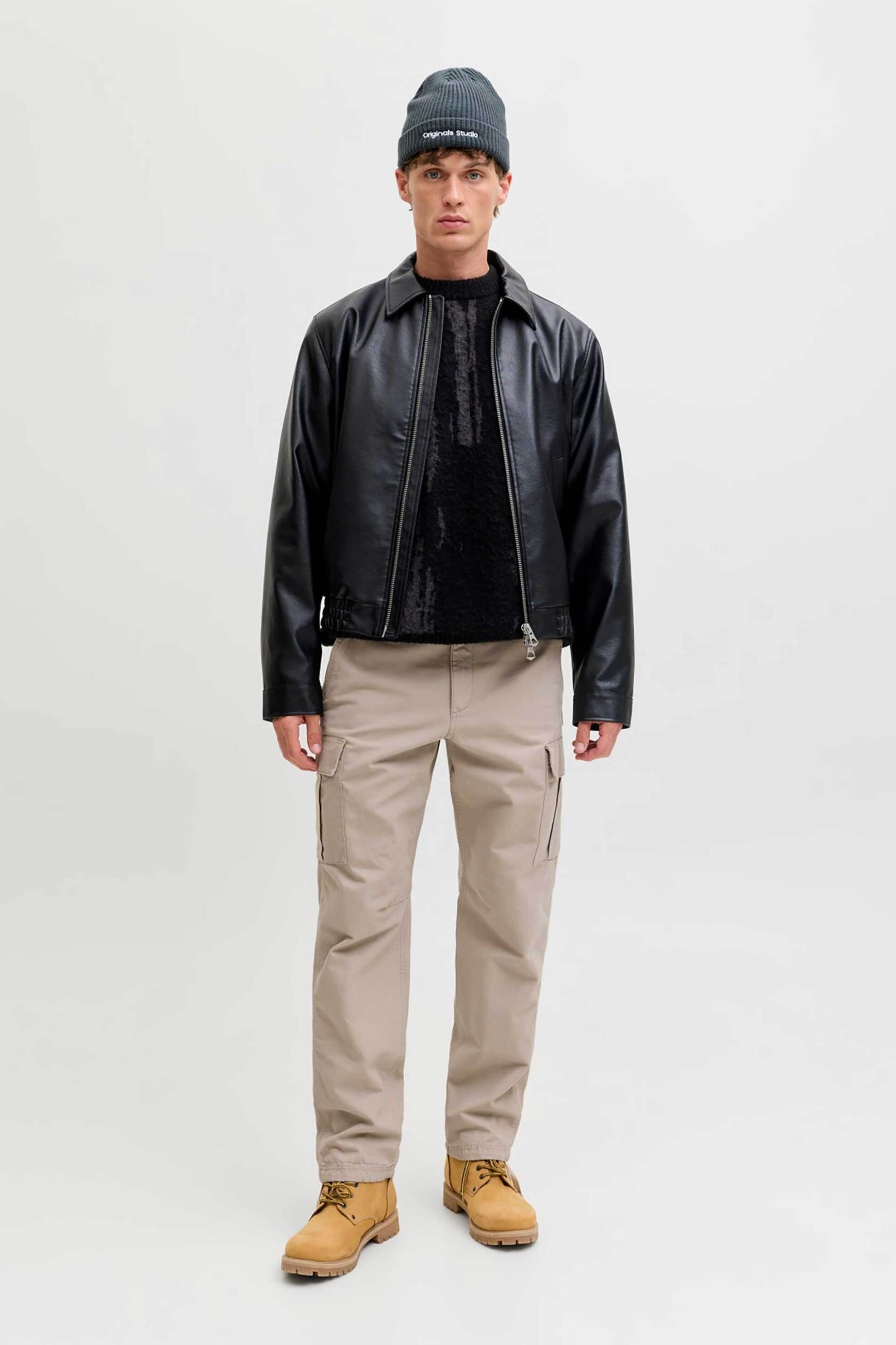 JACK & JONES ανδρικό παντελόνι cargo μονόχρωμο Relaxed Fit - 12258150 Καμηλό