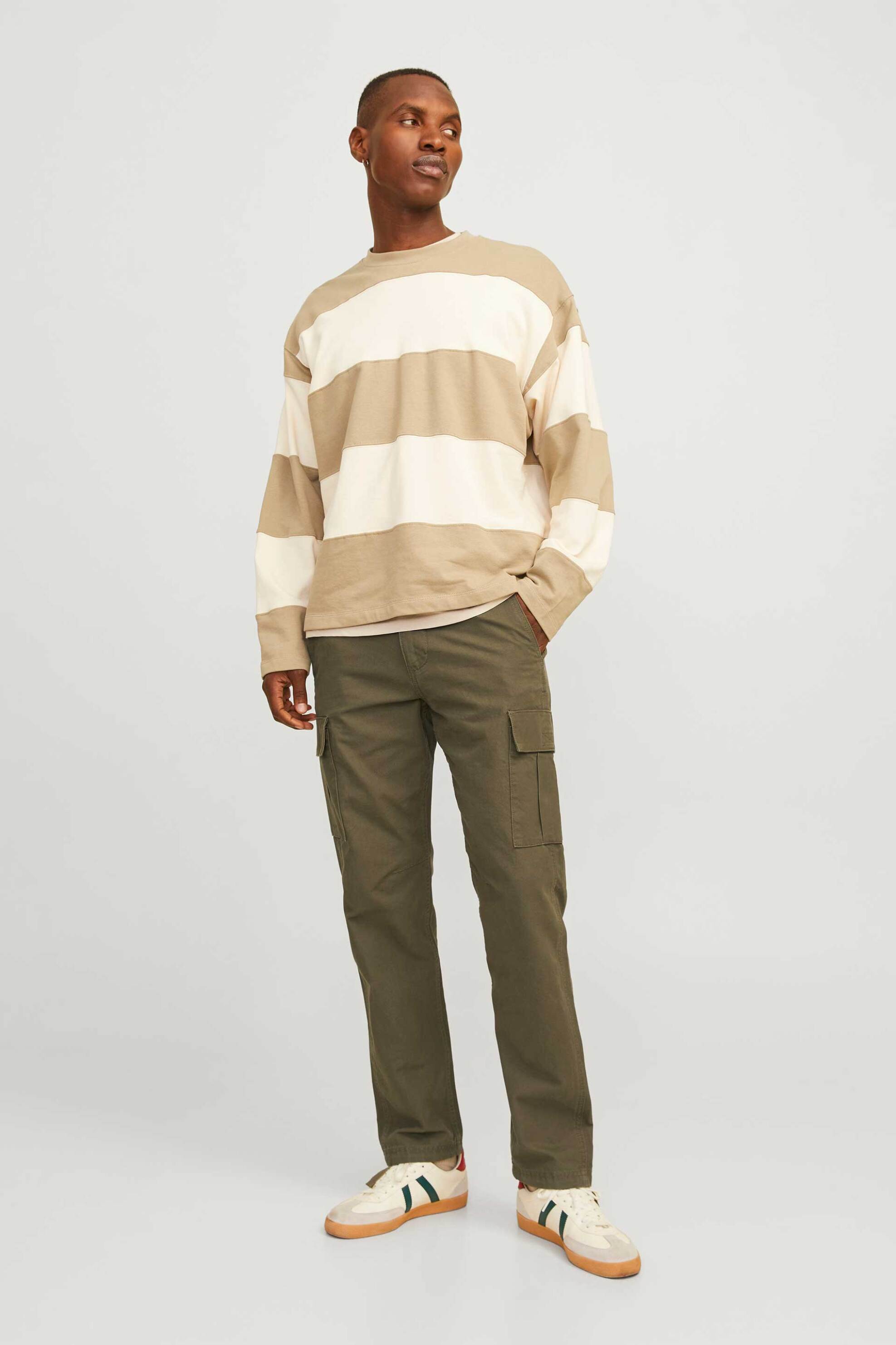 JACK & JONES ανδρικό παντελόνι cargo μονόχρωμο Relaxed Fit - 12258150 Χακί