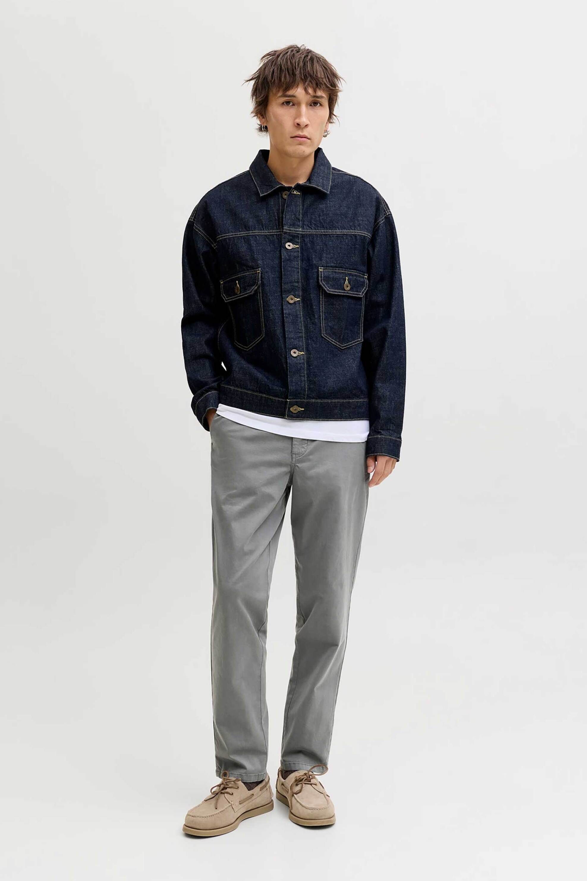 JACK & JONES ανδρικό παντελόνι chino Regular Fit - 12292970 Γκρι