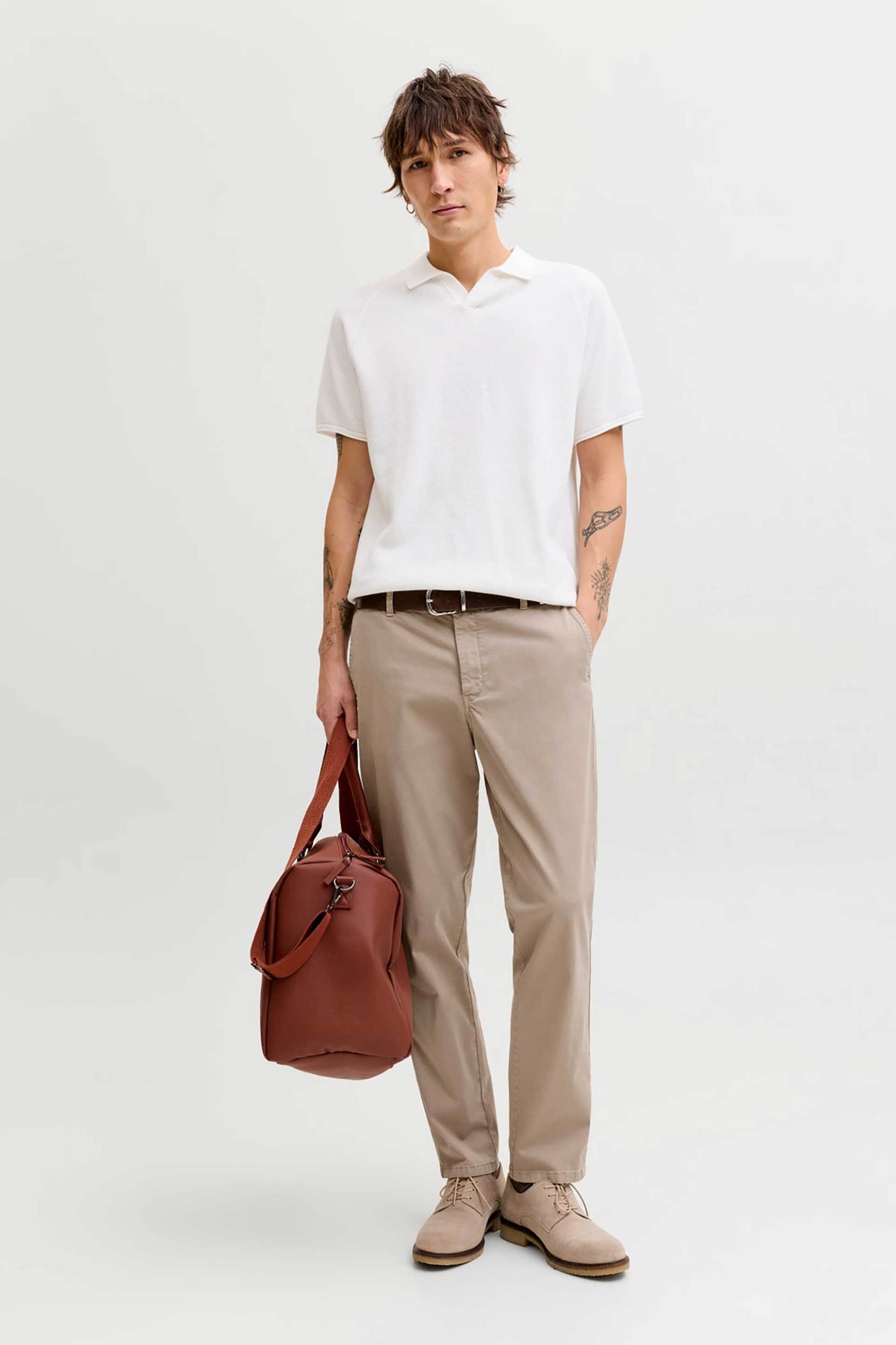 JACK & JONES ανδρικό παντελόνι chino Regular Fit - 12292970 Μπεζ