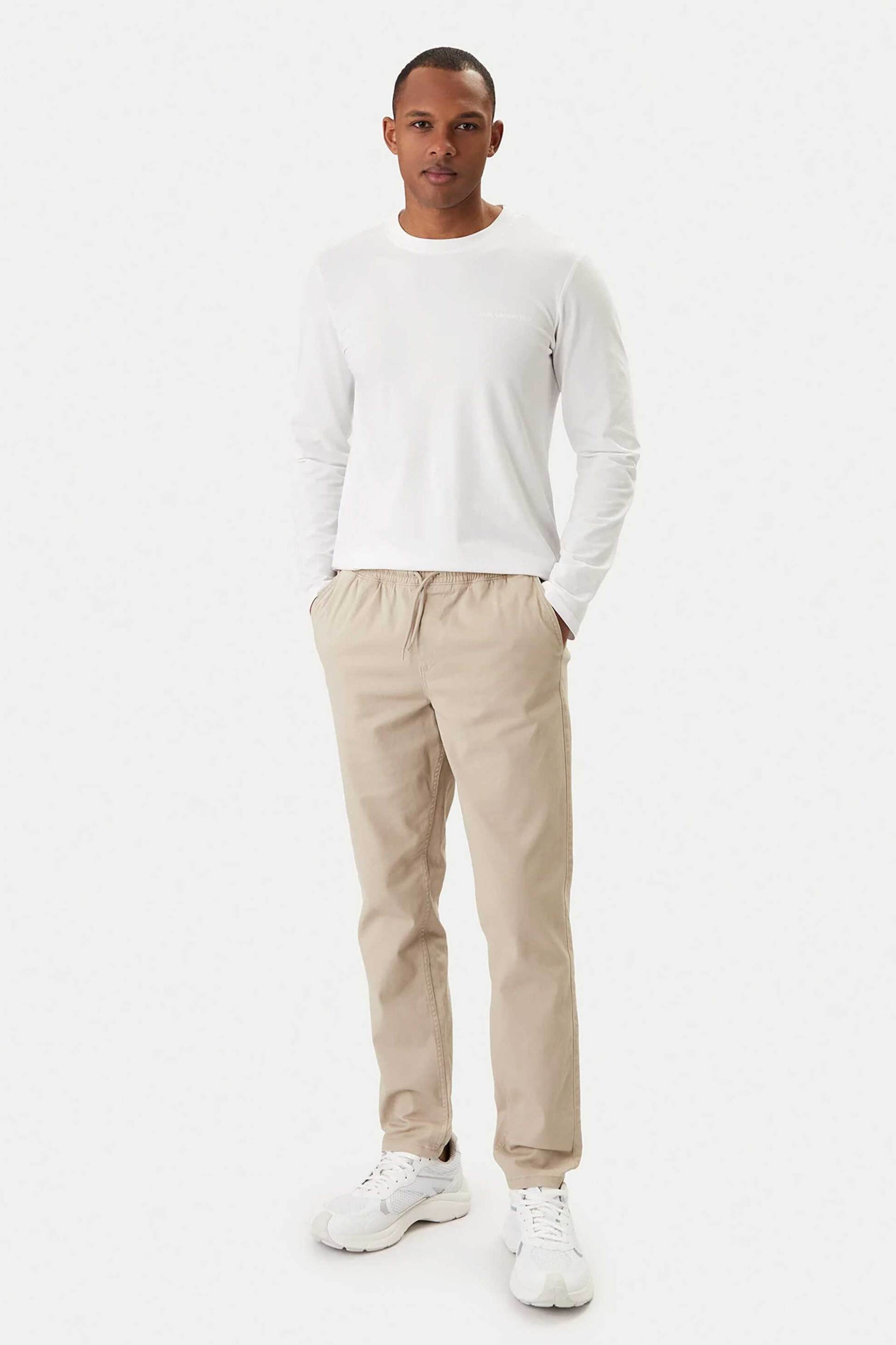 JACK & JONES ανδρικό παντελόνι με ελαστική μέση Regular Fit - 12288472 Εκρού