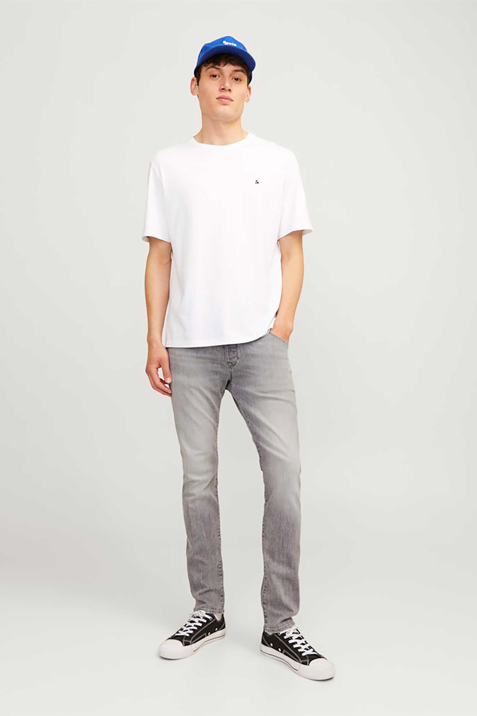 JACK & JONES ανδρικό τζιν παντελόνι πεντάτσεπο Slim Fit - 12259333 Γκρι