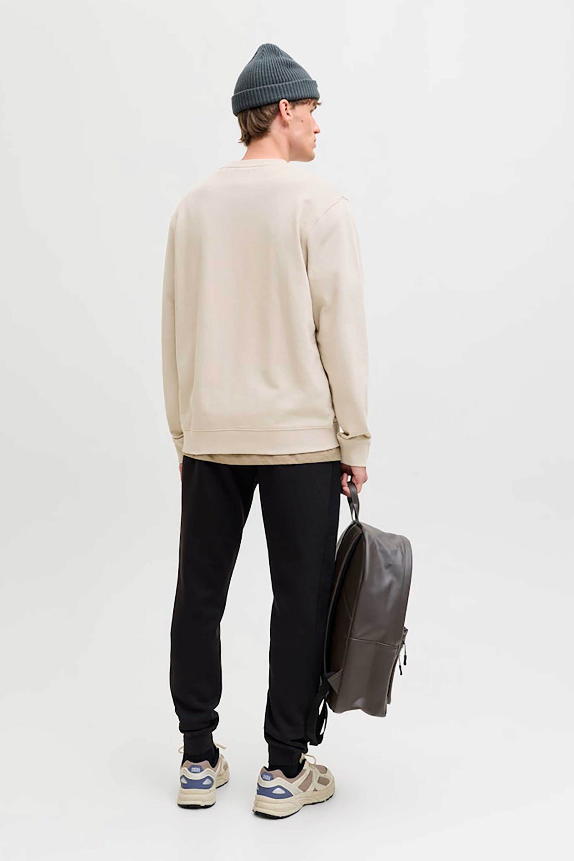 Jack Jones Ανδρική Μπλούζα Φούτερ με Λογότυπο Relaxed Fit - 12287995 Μπεζ