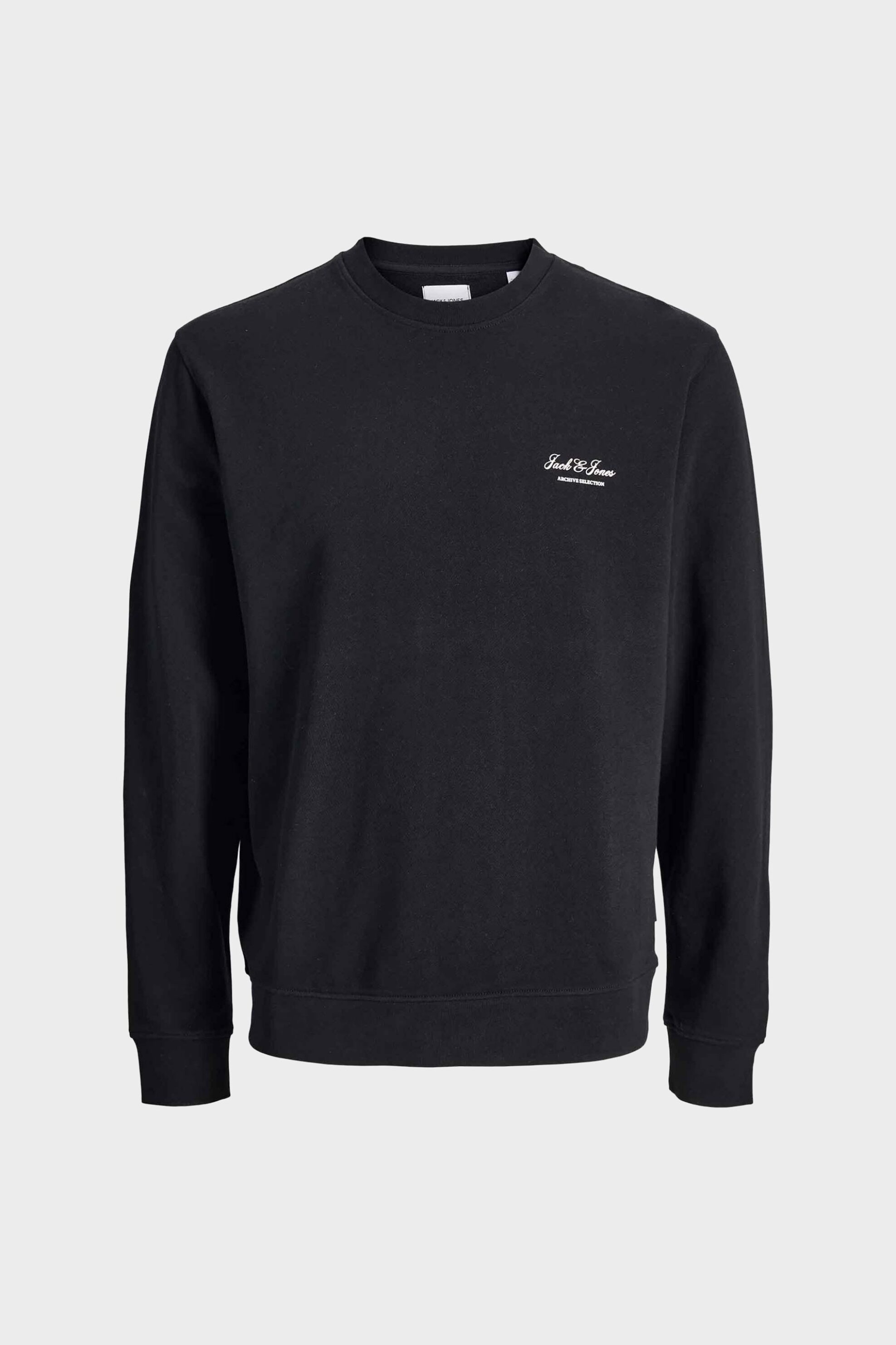 Jack Jones Ανδρική Μπλούζα Φούτερ με Λογότυπο Relaxed Fit - 12287995 Μαύρο