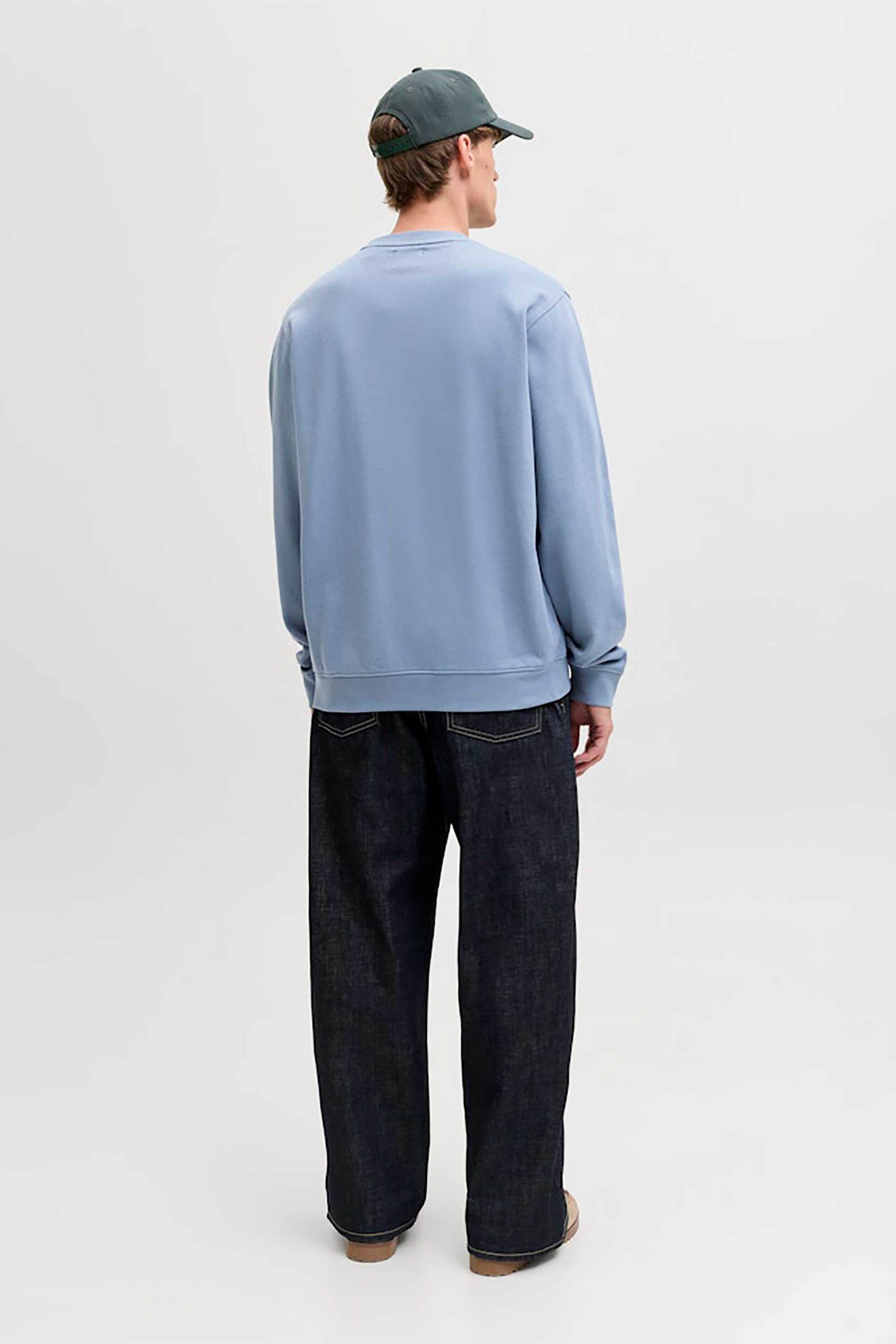 Jack Jones Ανδρική Μπλούζα Φούτερ με Λογότυπο Relaxed Fit - 12287995 Μπλε