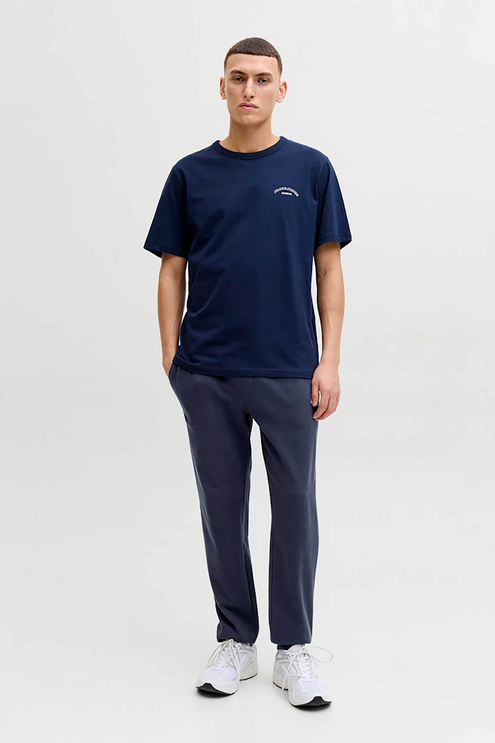 JACK & JONES ανδρικό παντελόνι φόρμας με λογότυπο Regular Fit - 12288641 Μπλε Σκούρο