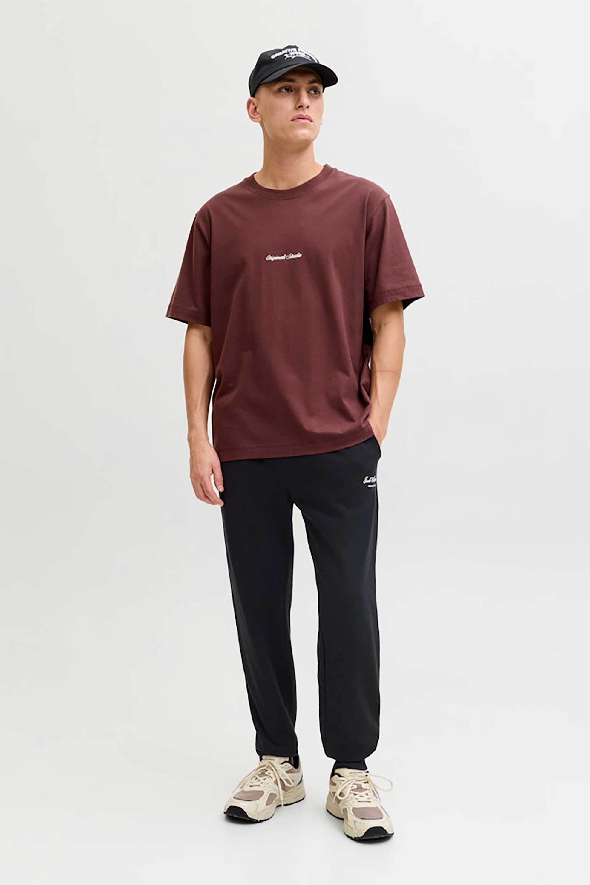 JACK & JONES ανδρικό παντελόνι φόρμας με λογότυπο Regular Fit - 12288641 Μαύρο