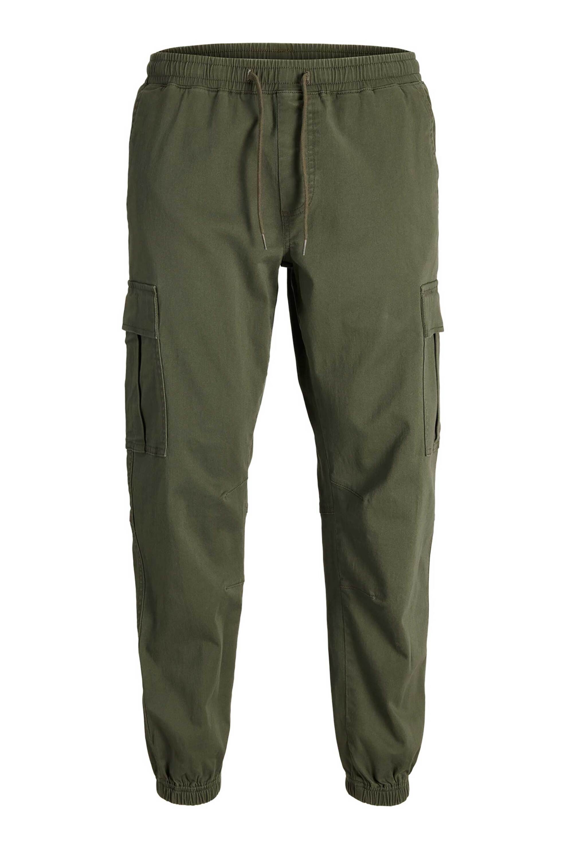 JACK & JONES ανδρικό παντελόνι cargo με ελαστική μέση Regular Fit - 12289589 Λαδί