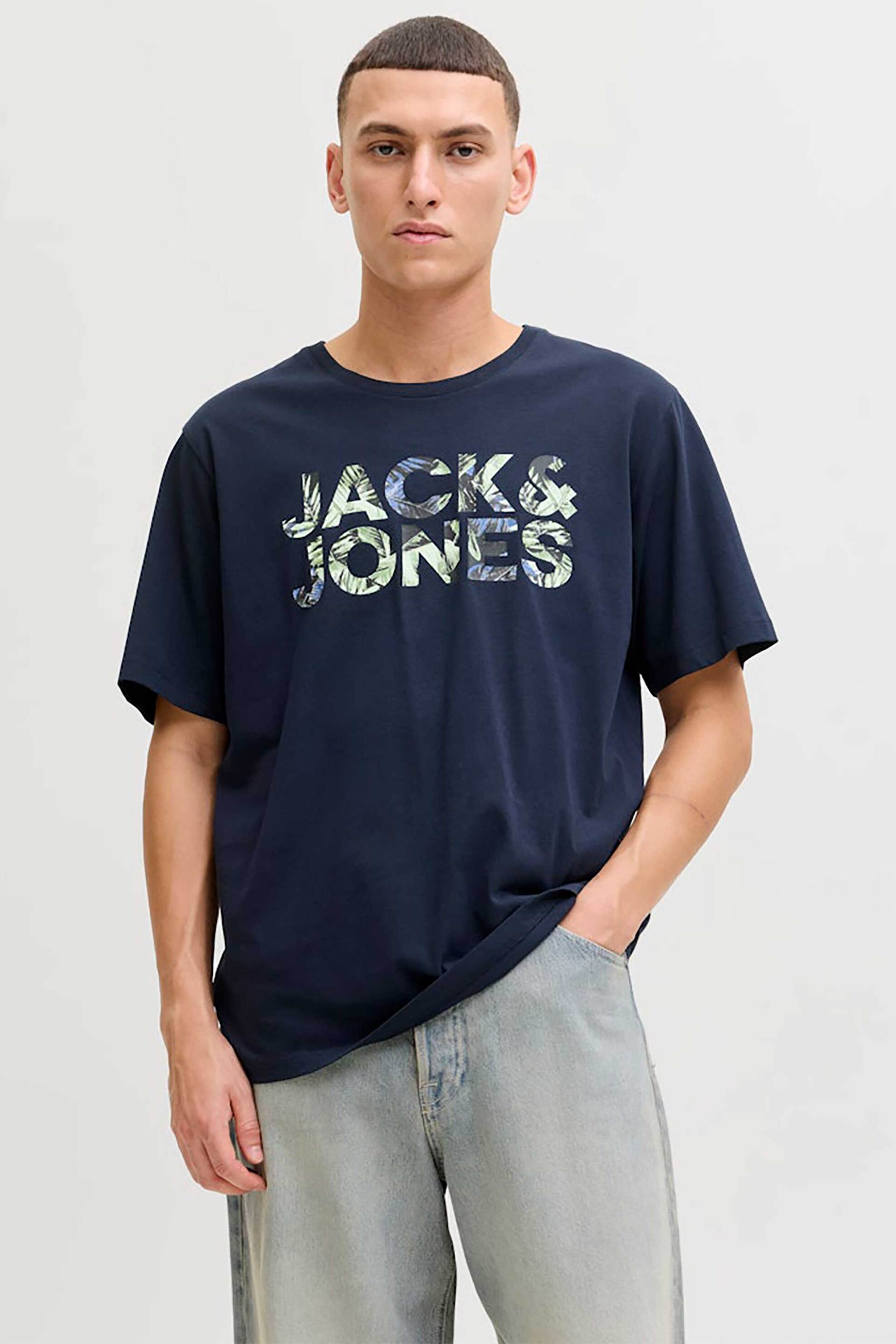 JACK & JONES ανδρικό T-shirt με λογότυπο Regular Fit - 12288536 Μπλε Σκούρο