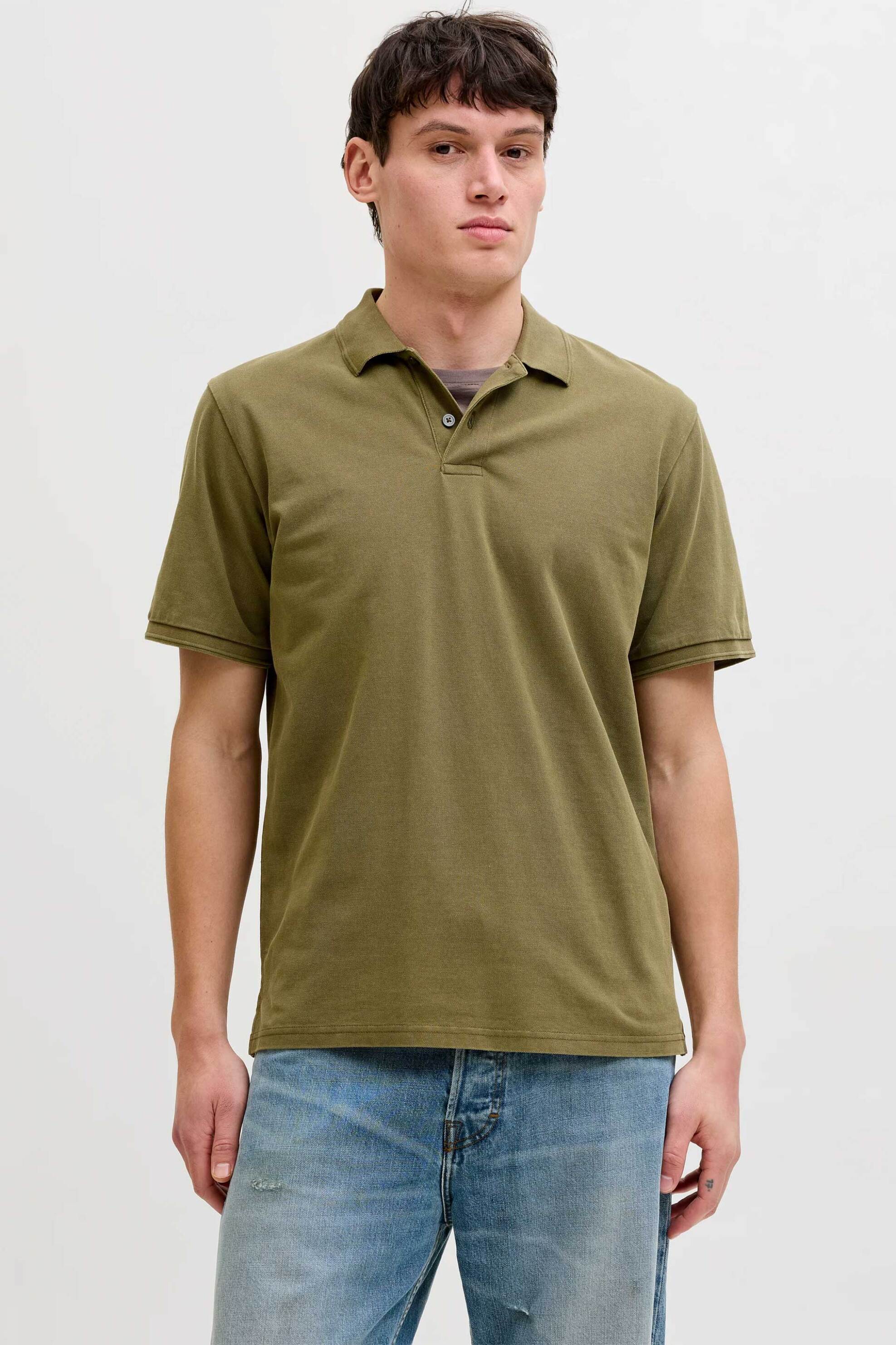 JACK & JONES ανδρική κοντομάνικη μπλούζα πόλο Regular Fit - 12293016 Λαδί