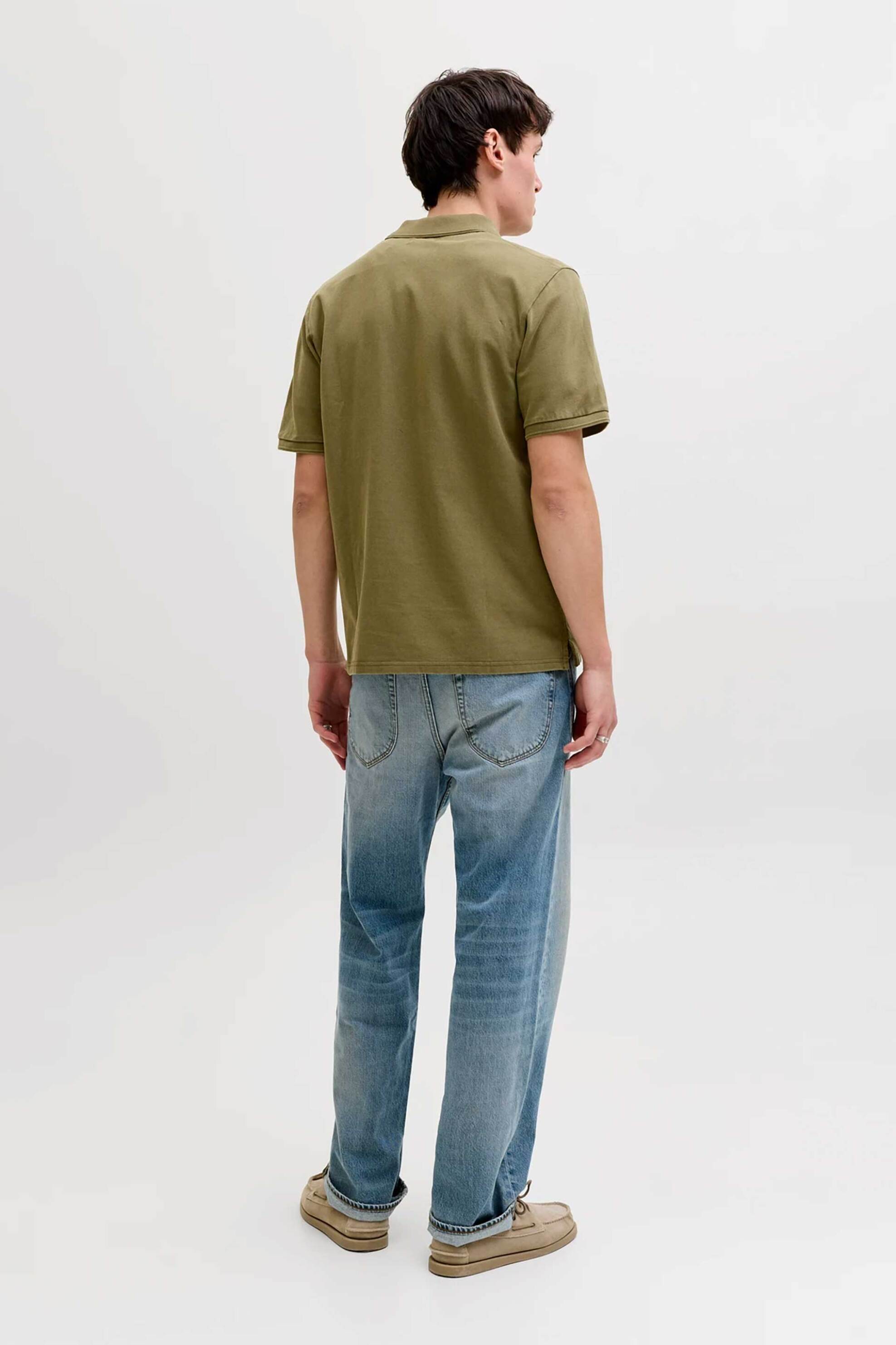 Jack Jones Ανδρική Κοντομάνικη Μπλούζα Πόλο Regular Fit - 12293016 Λαδί