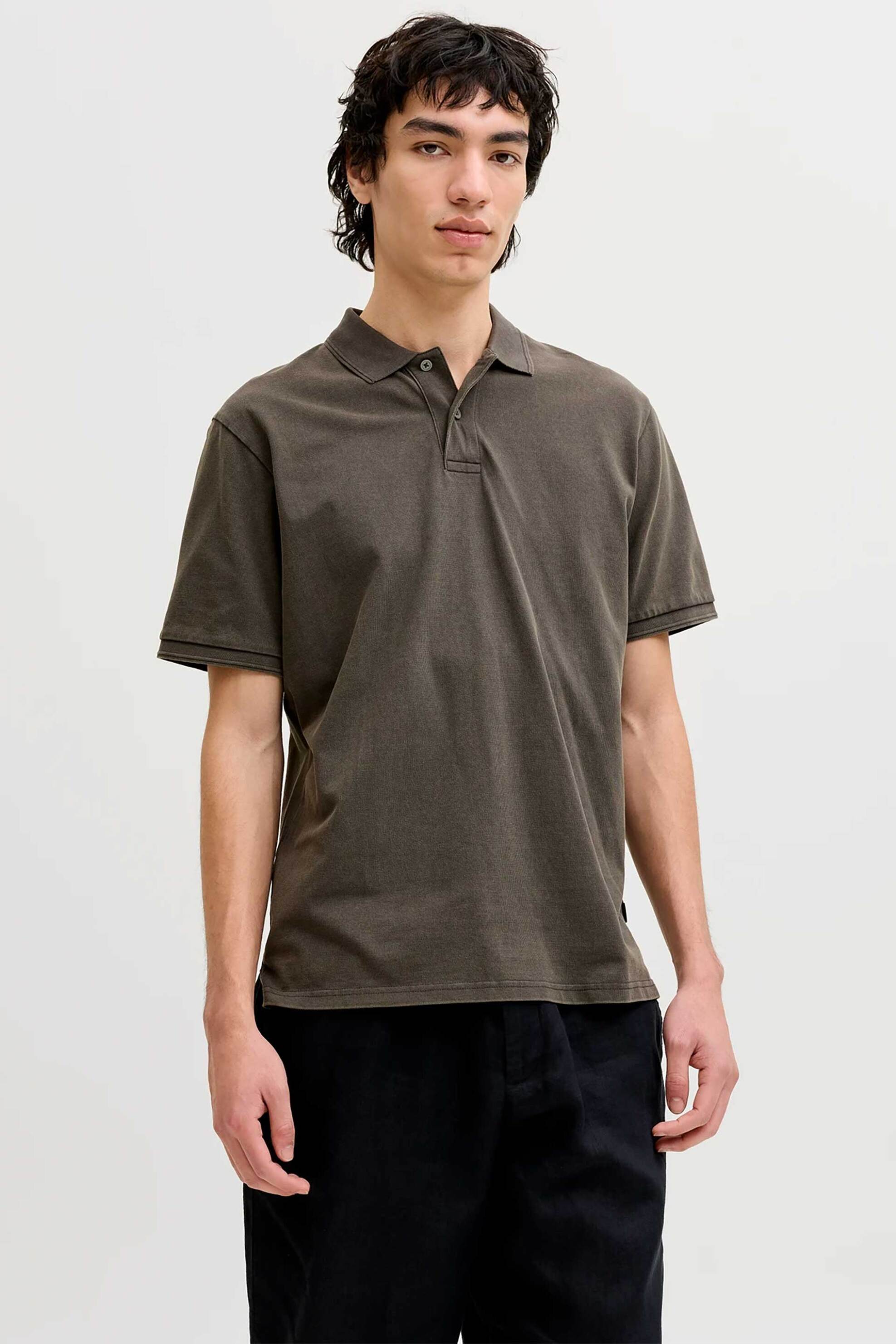 JACK & JONES ανδρική κοντομάνικη μπλούζα πόλο Regular Fit - 12293016 Καφέ Σκούρο