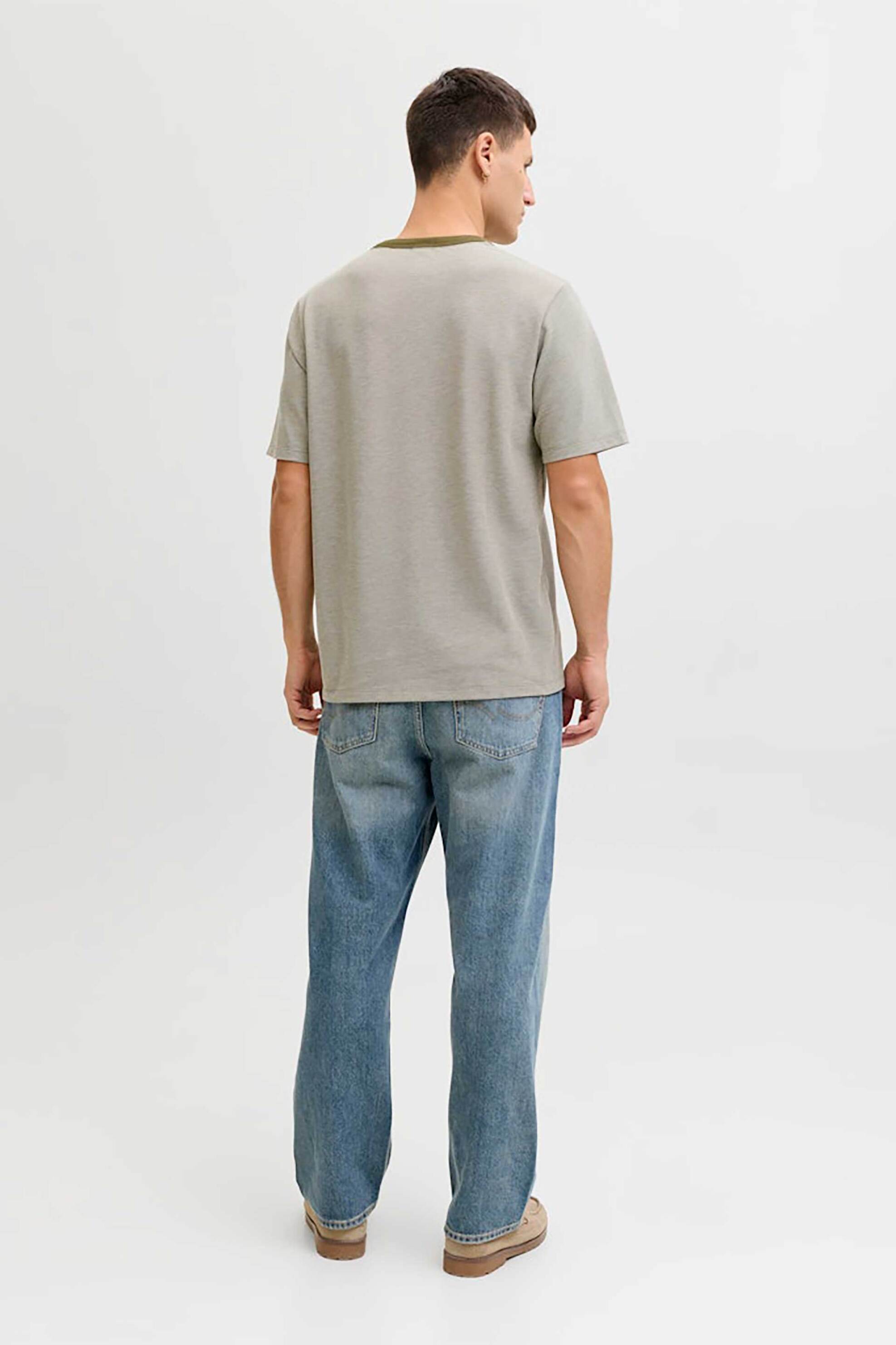 Jack Jones Ανδρικό T-Shirt Πικέ με Ανάγλυφο Λογότυπο Regular Fit - 12276801 Λαδί