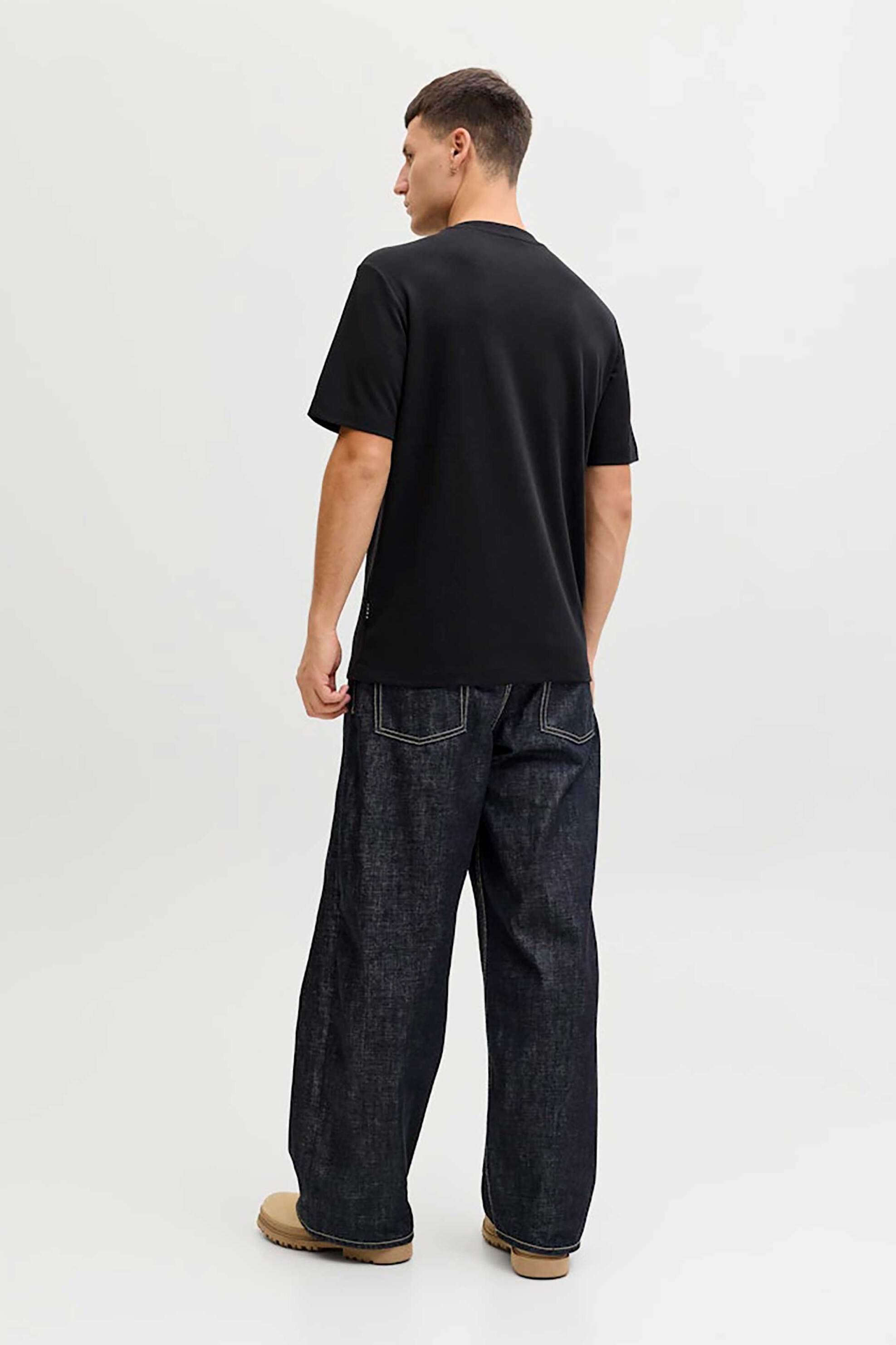 Jack Jones Ανδρικό T-Shirt με Λογότυπο Regular Fit - 12289936 Μαύρο