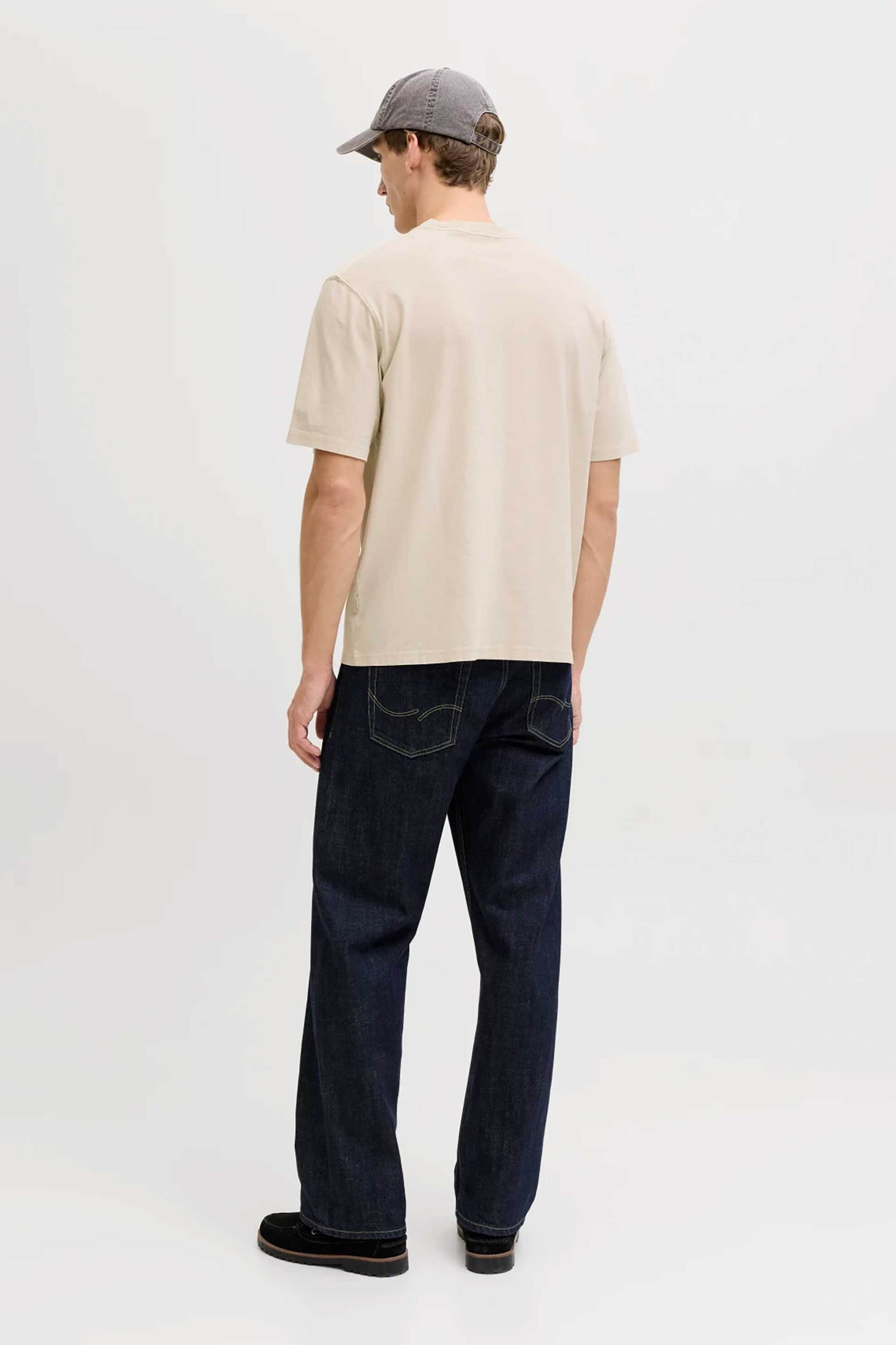 Jack Jones Ανδρικό T-Shirt με Λογότυπο Regular Fit - 12293014 Μπεζ