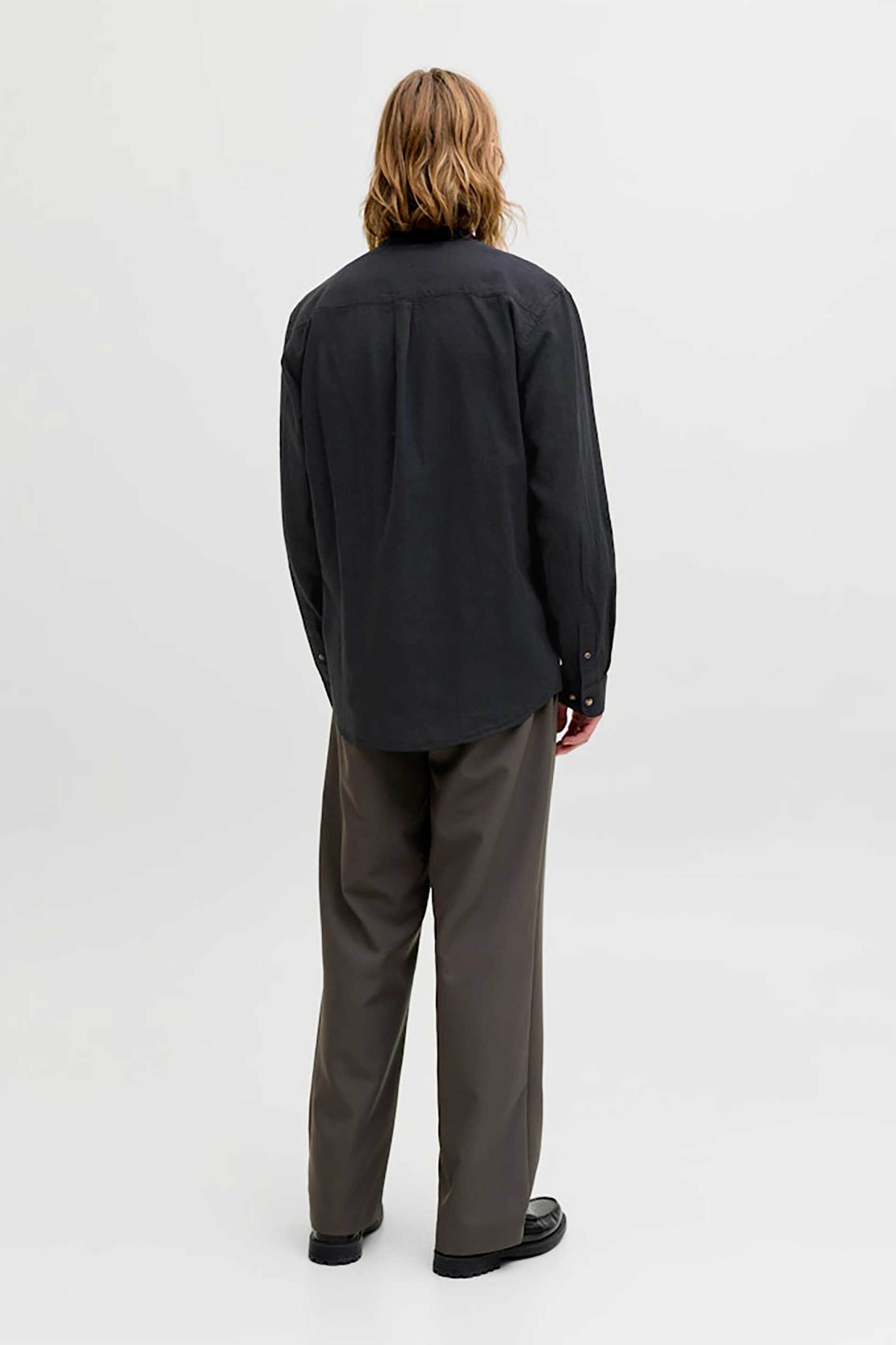Jack Jones Ανδρικό Πουκάμισο Μάο Regular Fit - 12289184 Μαύρο