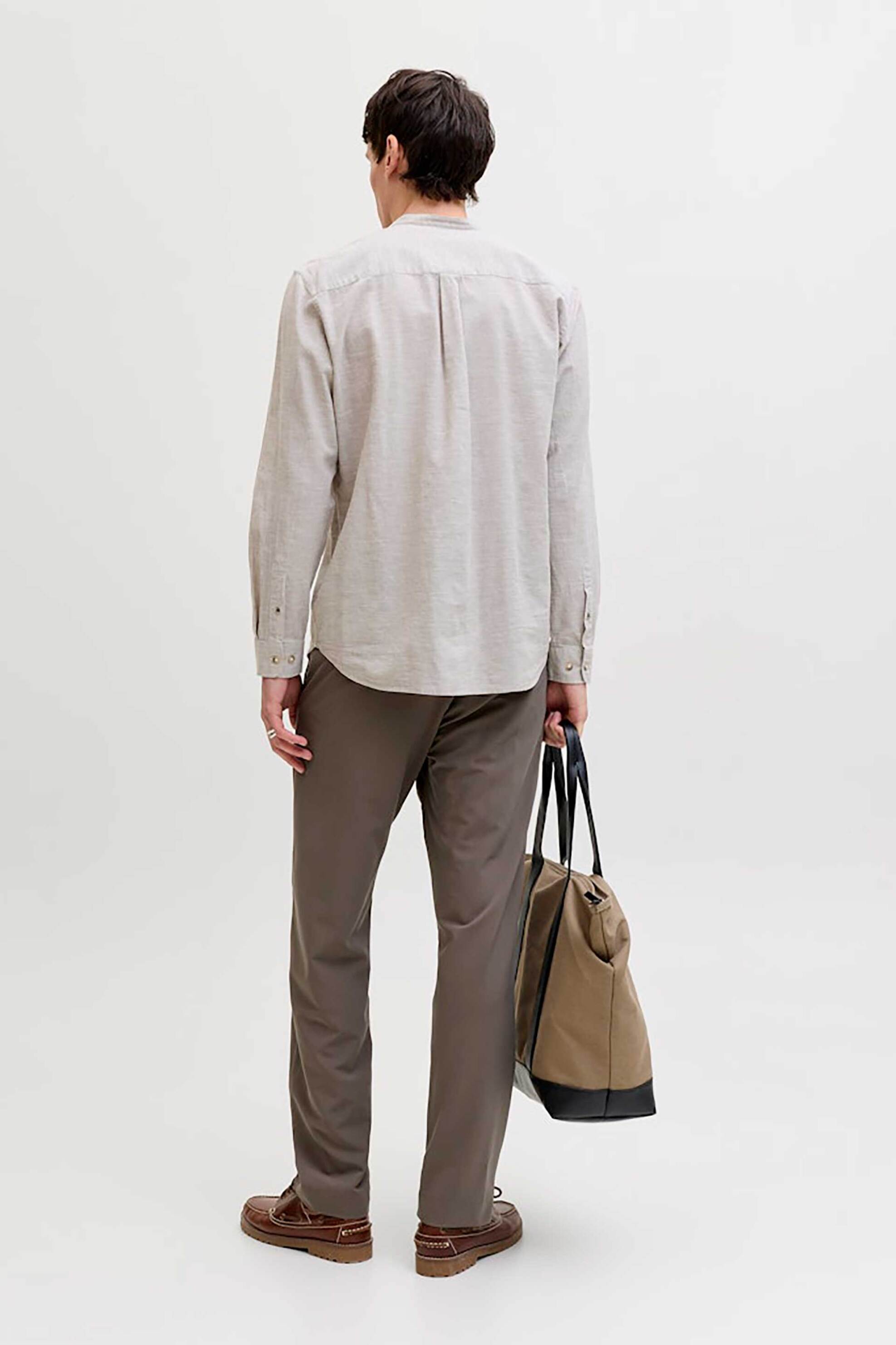 Jack Jones Ανδρικό Πουκάμισο Μάο Regular Fit - 12289184 Εκρού