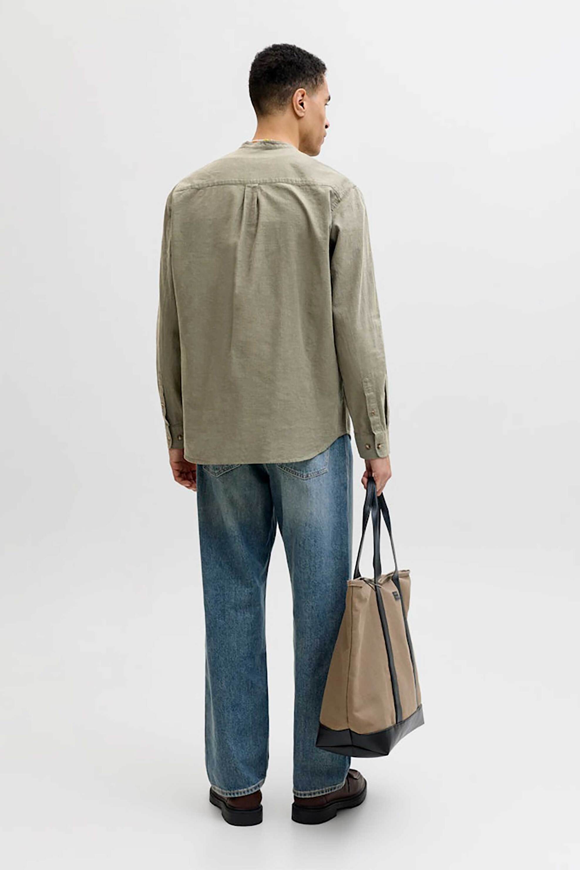 Jack Jones Ανδρικό Πουκάμισο Μάο Regular Fit - 12289184 Λαδί