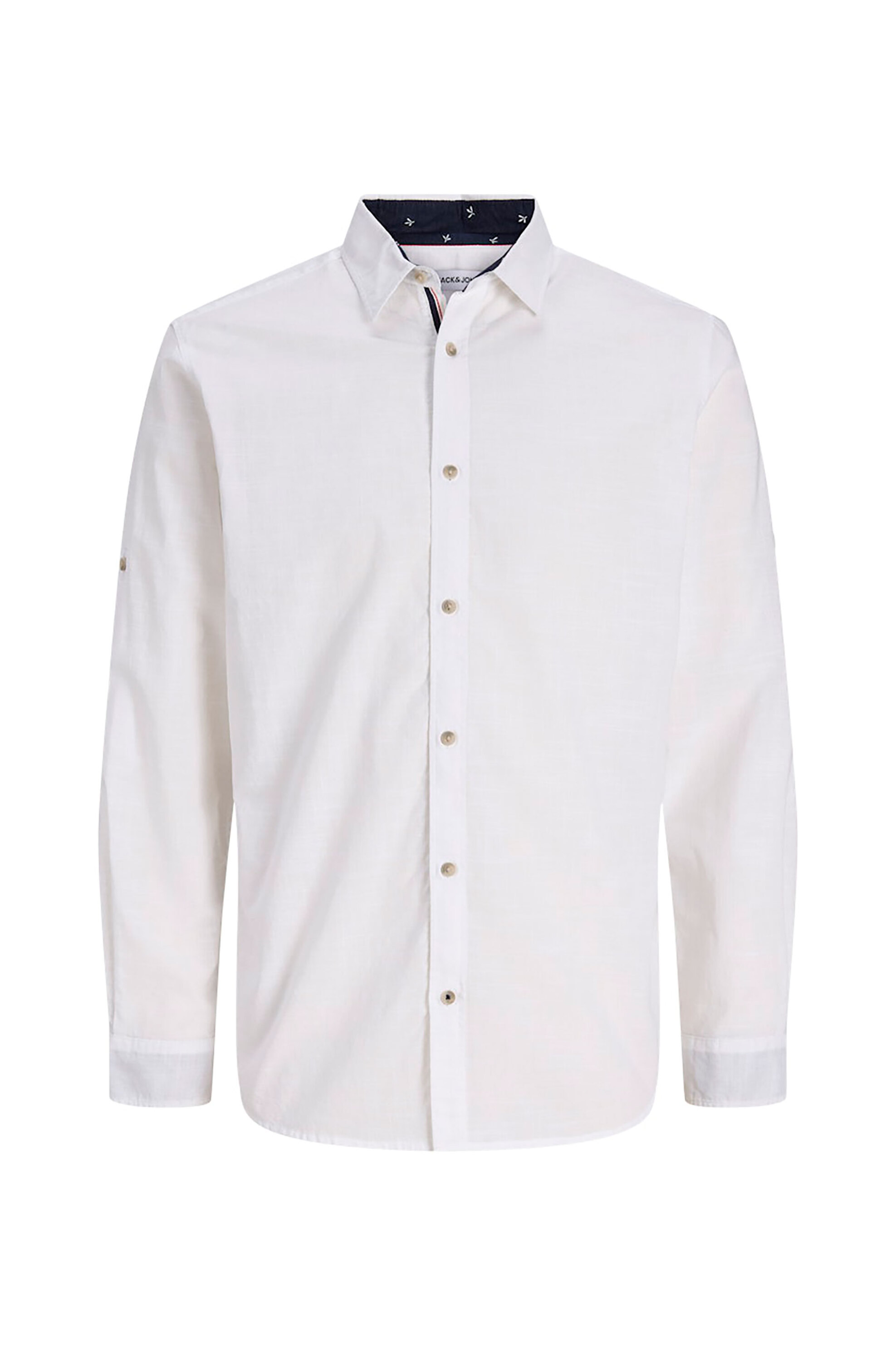 Jack Jones Ανδρικό Πουκάμισο με Roll-Up Μανίκια Regular Fit - 12289197 Λευκό