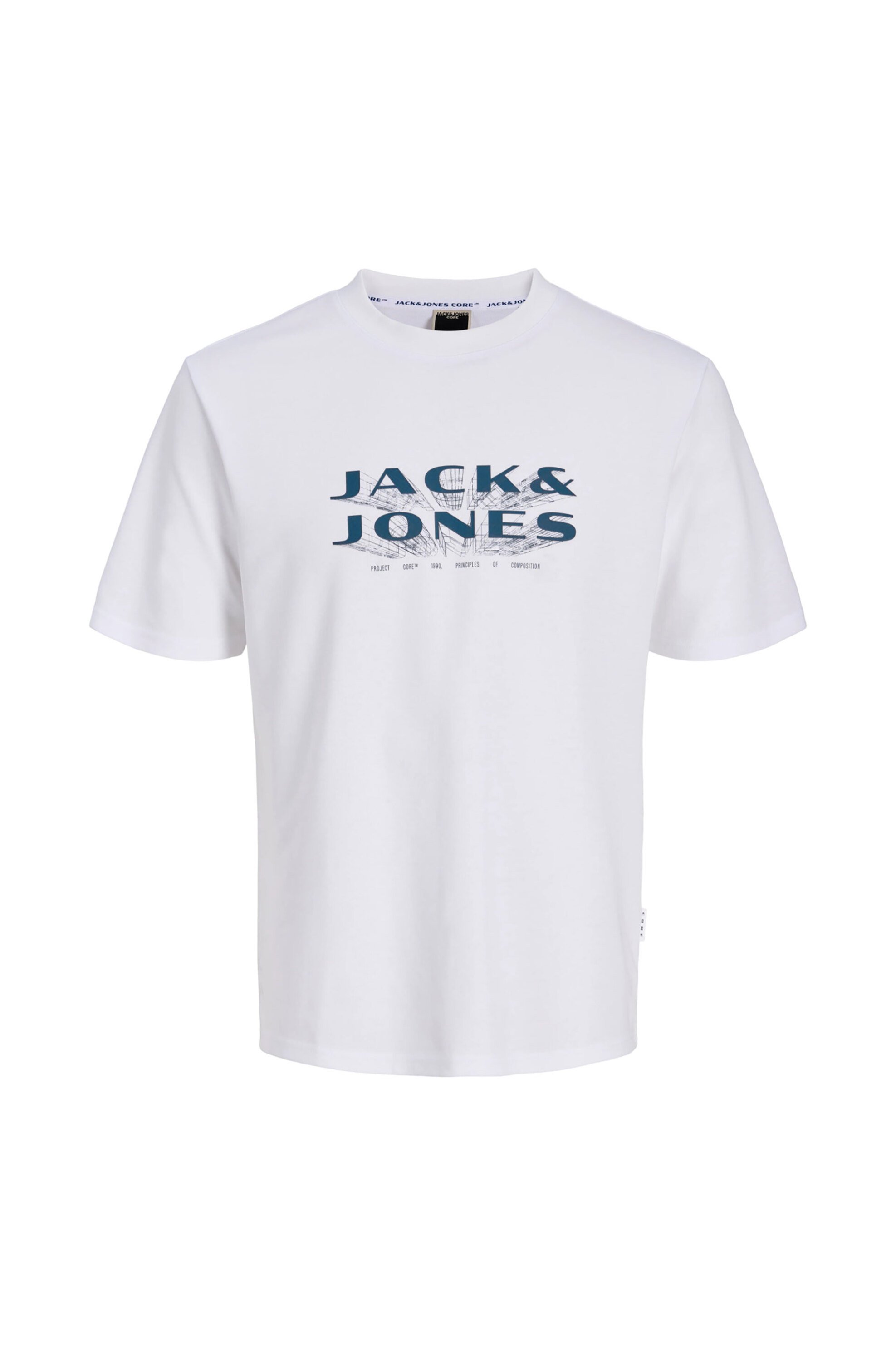 JACK & JONES ανδρικό T-shirt με graphic logo Regular Fit - 12289880 Λευκό