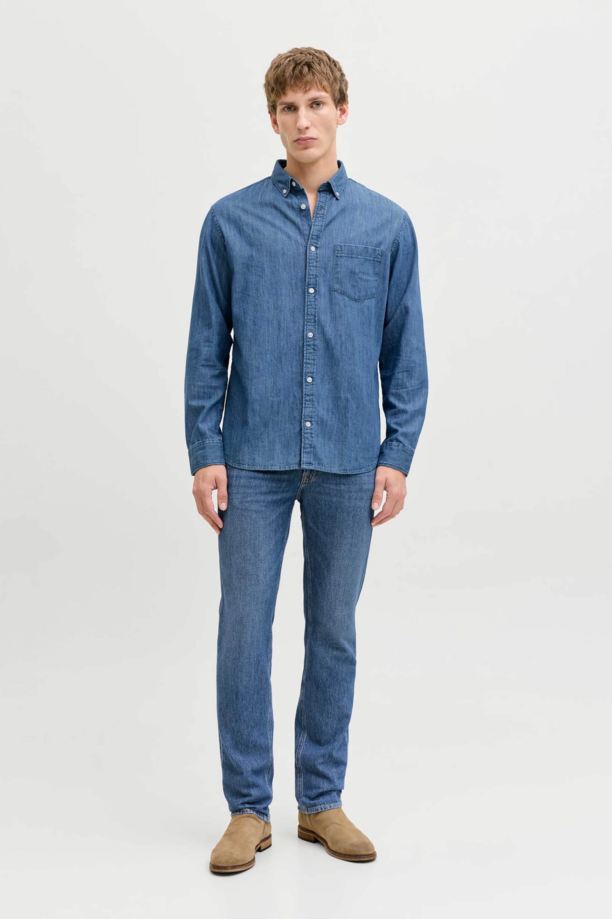 JACK & JONES ανδρικό τζιν παντελόνι πεντάτσεπο Regular Fit - 12291693 Denim Blue