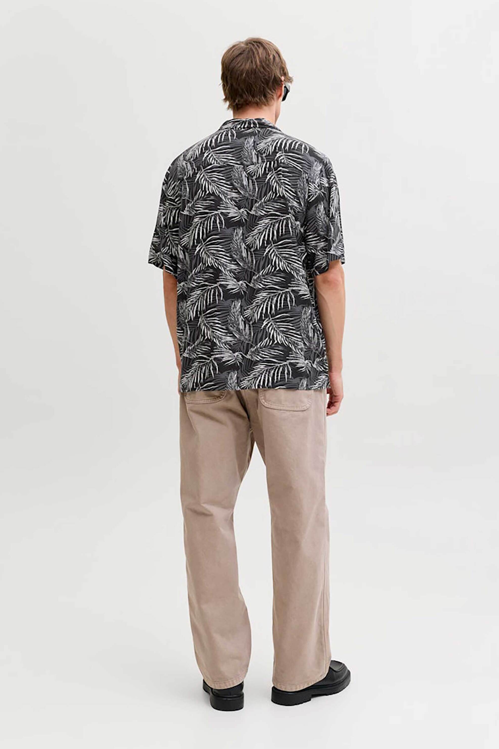Jack Jones Ανδρικό Κοντομάνικο Πουκάμισο με Floral Print Relaxed Fit - 12288854 Μαύρο