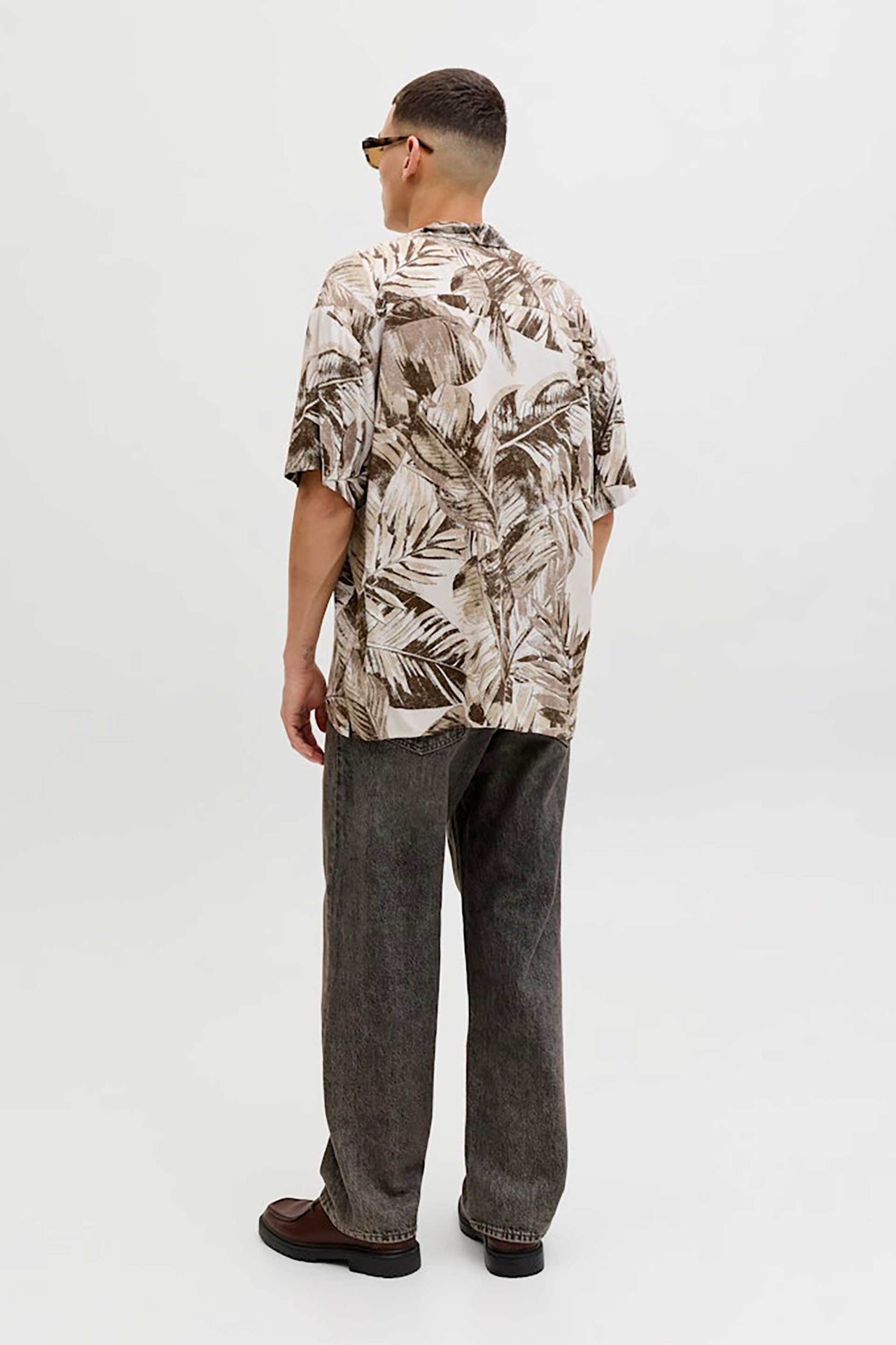 Jack Jones Ανδρικό Κοντομάνικο Πουκάμισο με Floral Print Relaxed Fit - 12288854 Εκρού