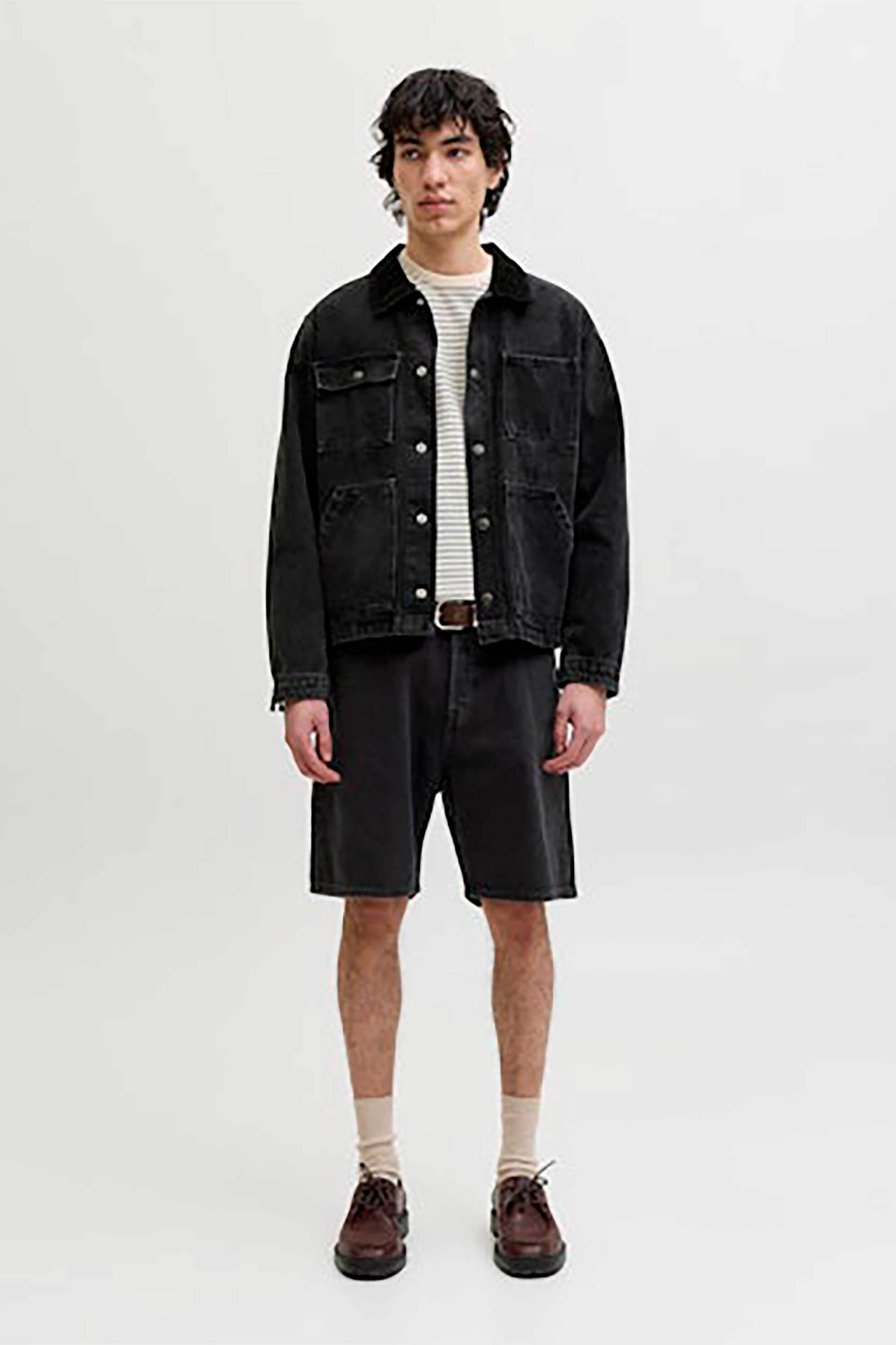 JACK & JONES ανδρική denim βερμούδα πεντάτσεπη Relaxed Fit - 12289967 Μαύρο