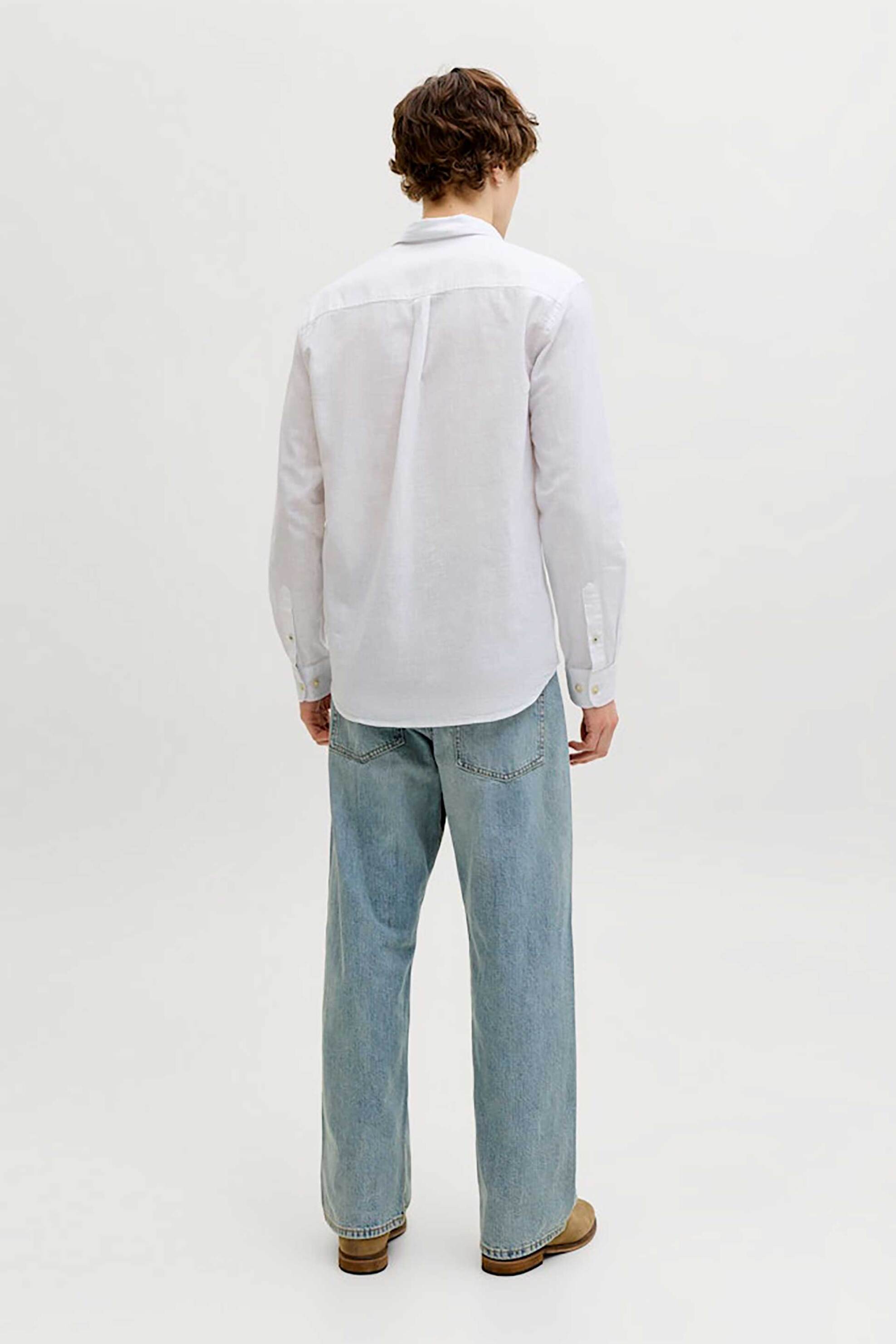 Jack Jones Ανδρικό Πουκάμισο Μονόχρωμο Regular Fit - 12289174 Λευκό