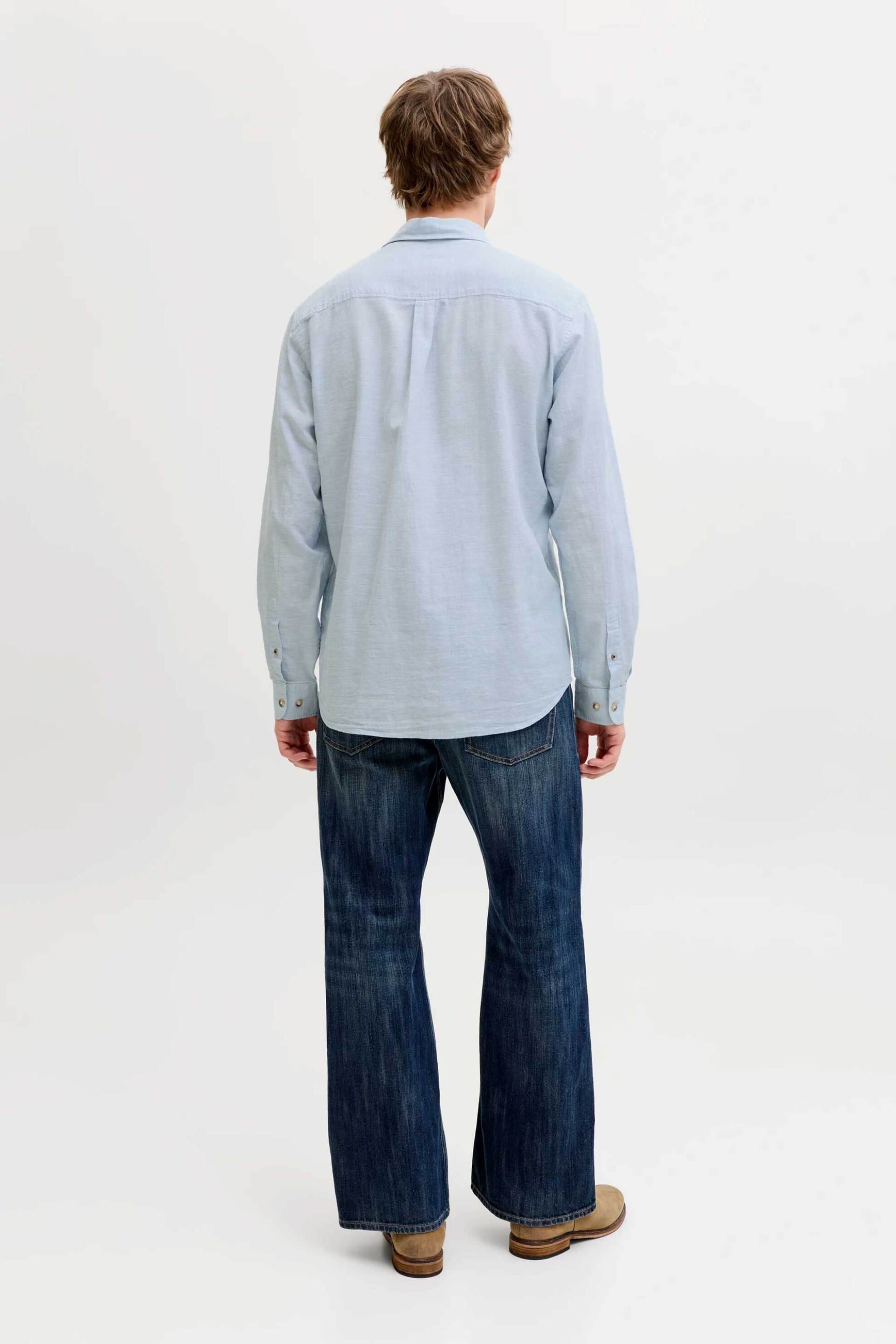 Jack Jones Ανδρικό Πουκάμισο Μονόχρωμο Regular Fit - 12289174 Σιελ
